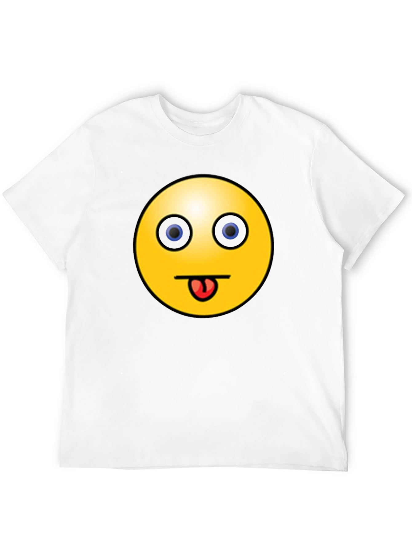 Funny Emoji Graphic Black T-Shirt - Tongue Out Smiley