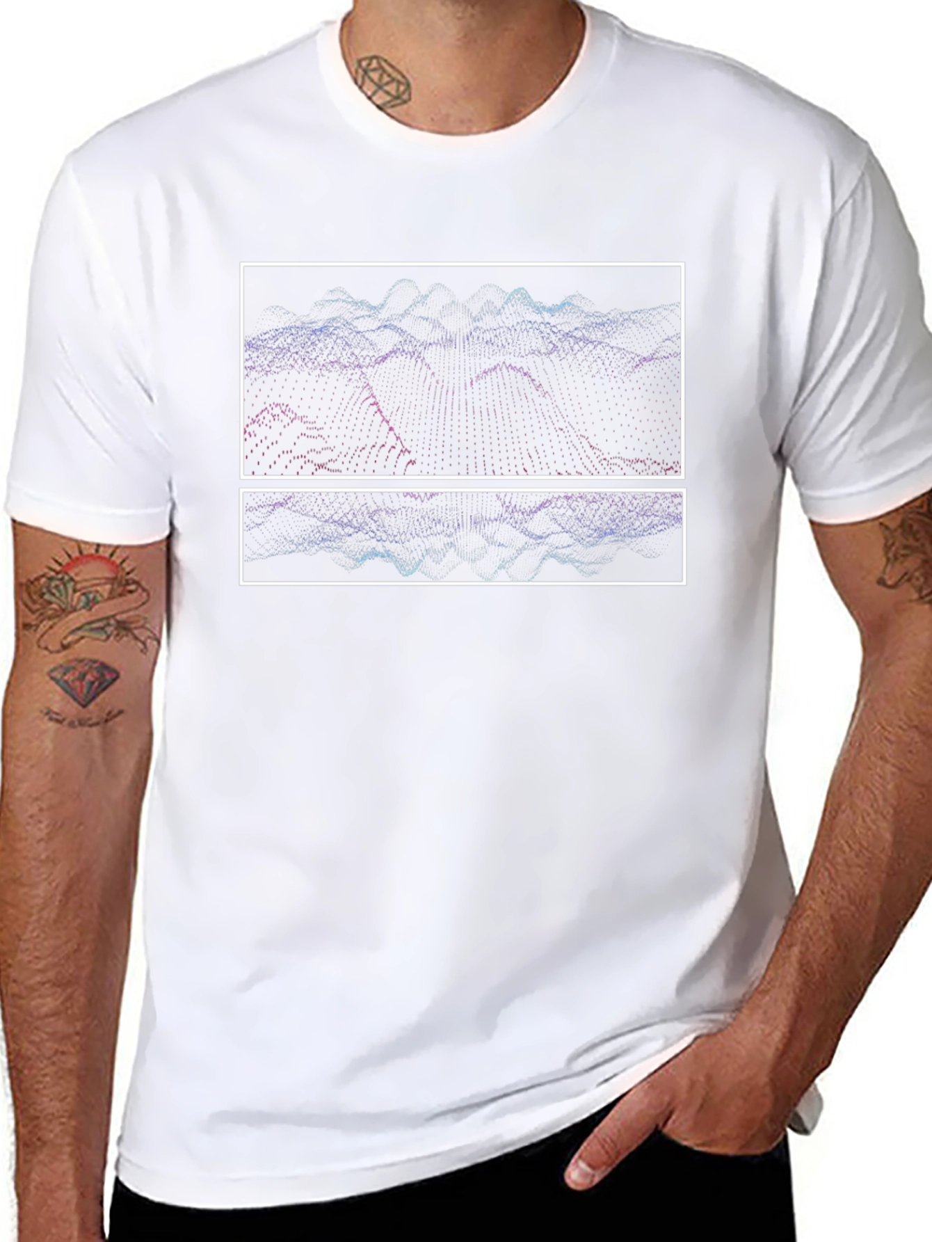 Abstract Waveform Graphic Tee - Black