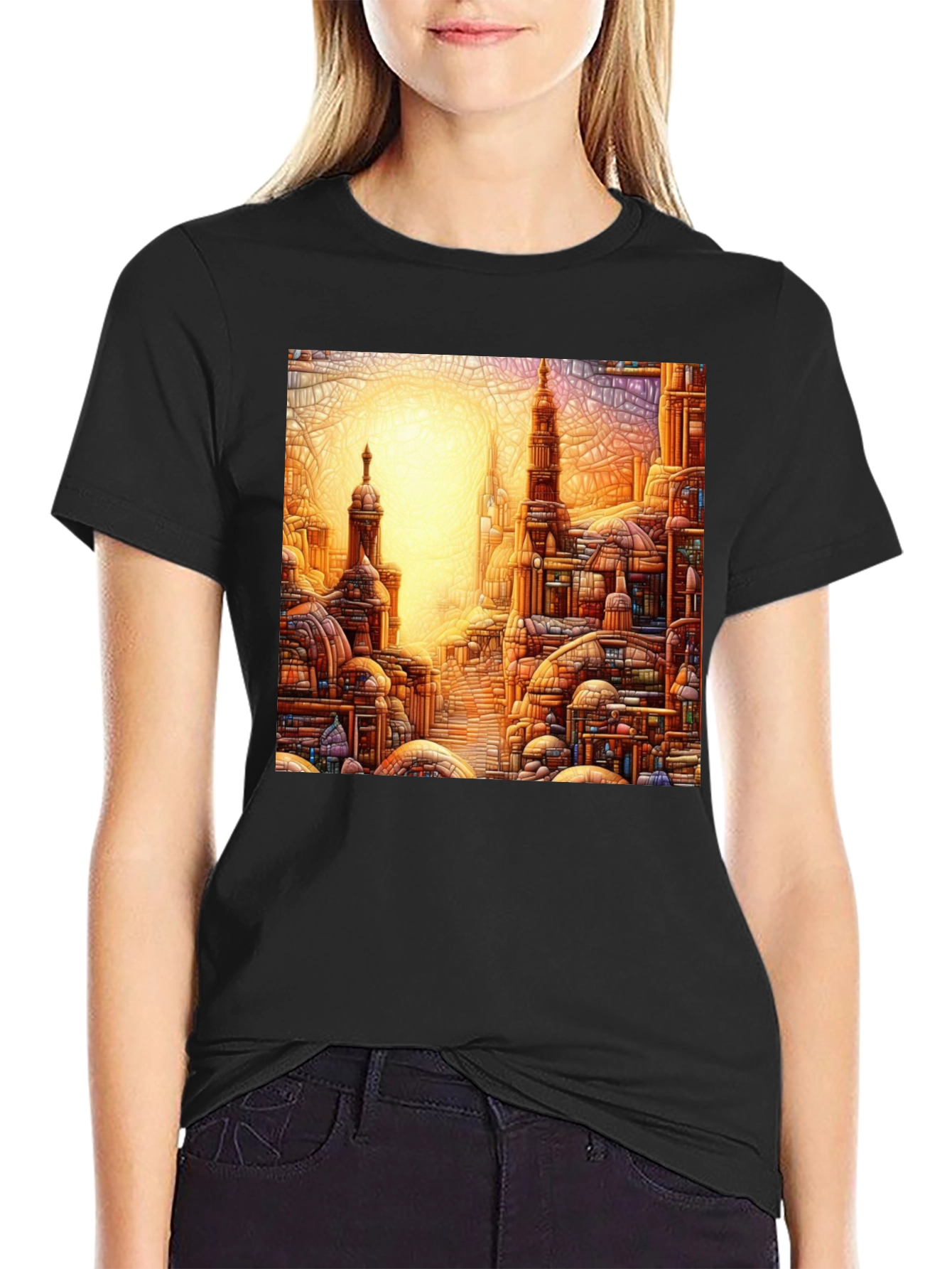 Cityscape Graphic Tee - Artistic Urban Design