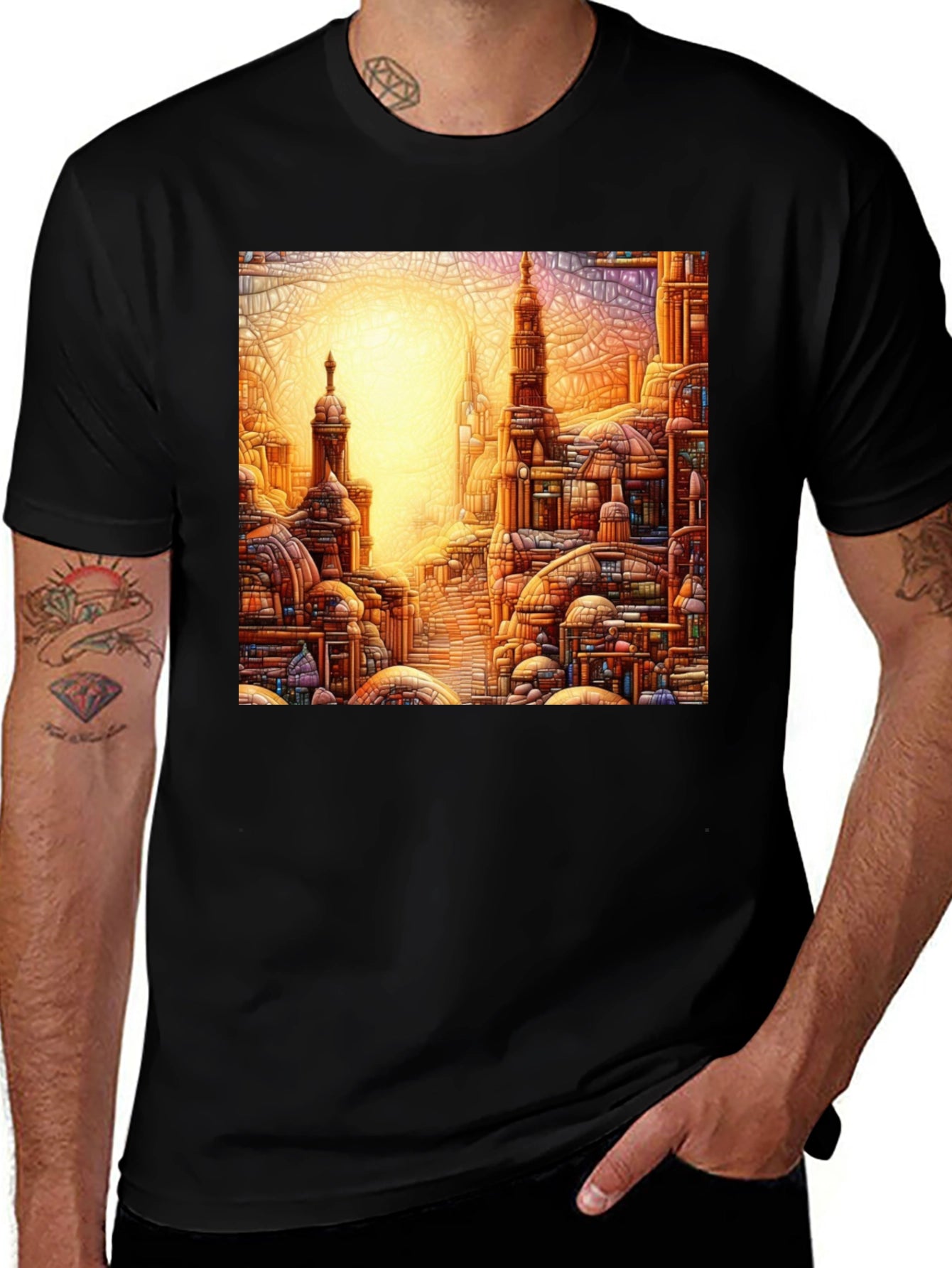 Cityscape Graphic Tee - Artistic Urban Design