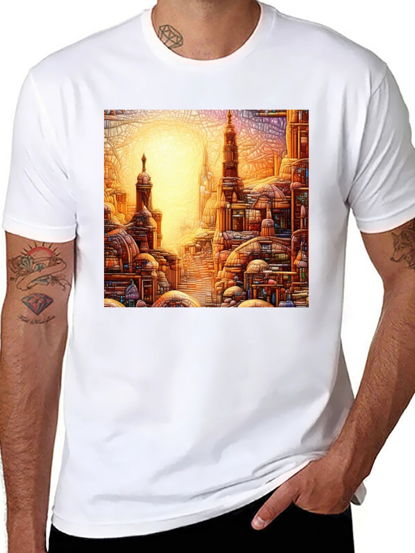 Cityscape Graphic Tee - Artistic Urban Design