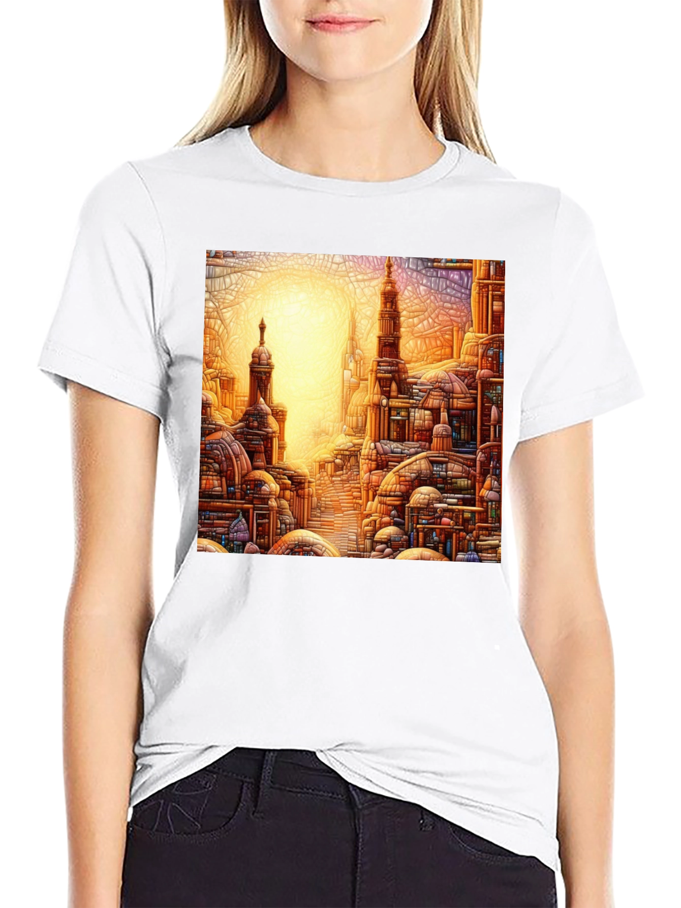 Cityscape Graphic Tee - Artistic Urban Design