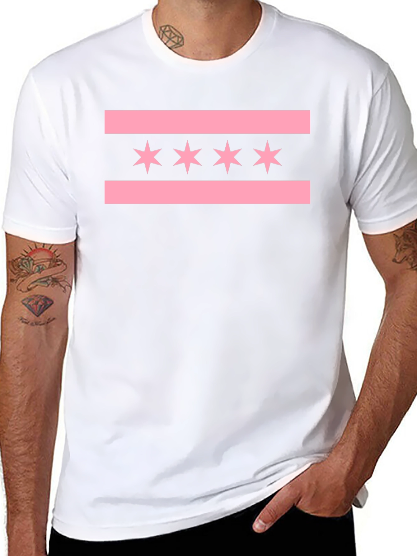 Chicago Flag Inspired Graphic Tee - Black
