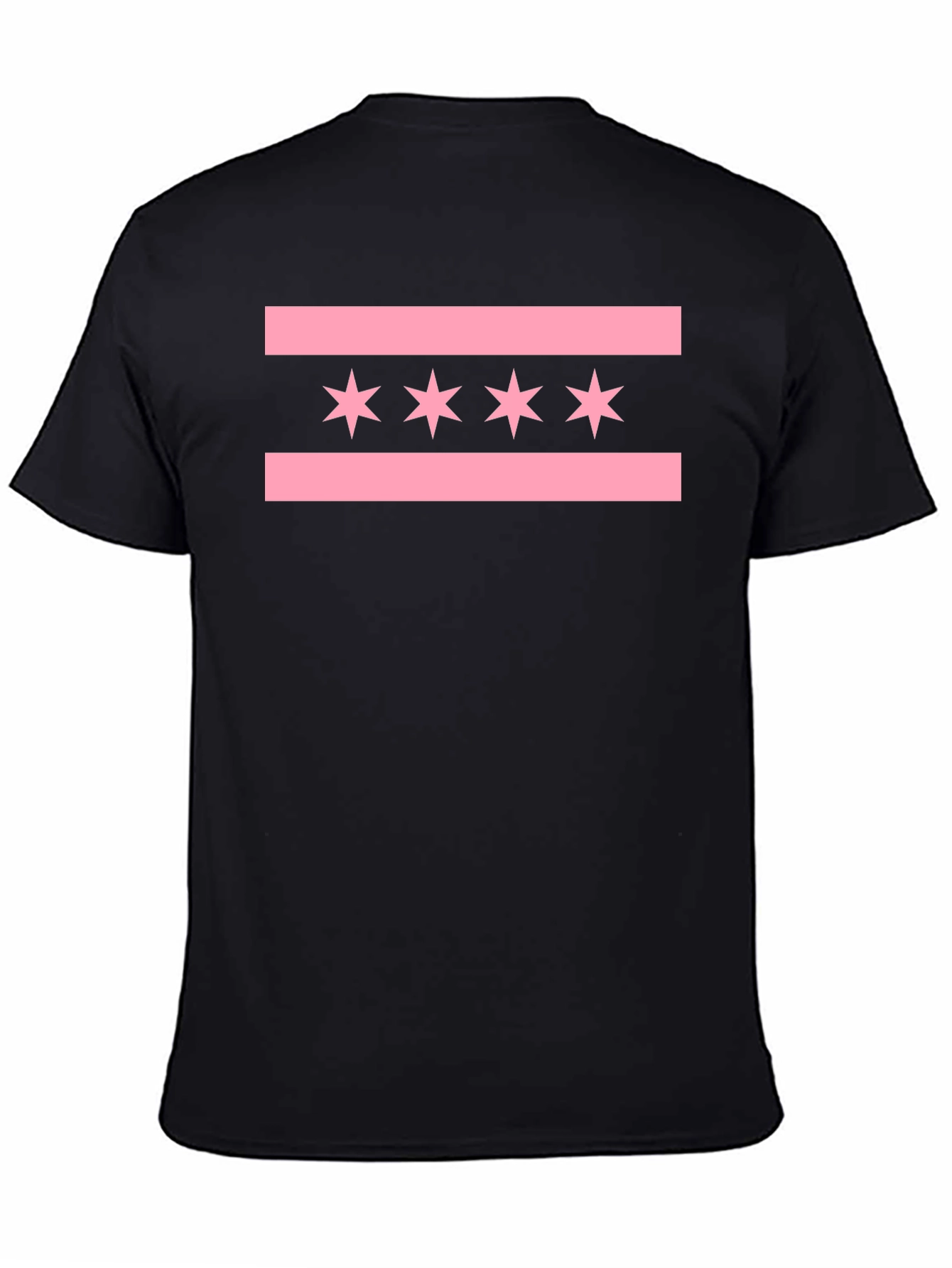 Chicago Flag Inspired Graphic Tee - Black