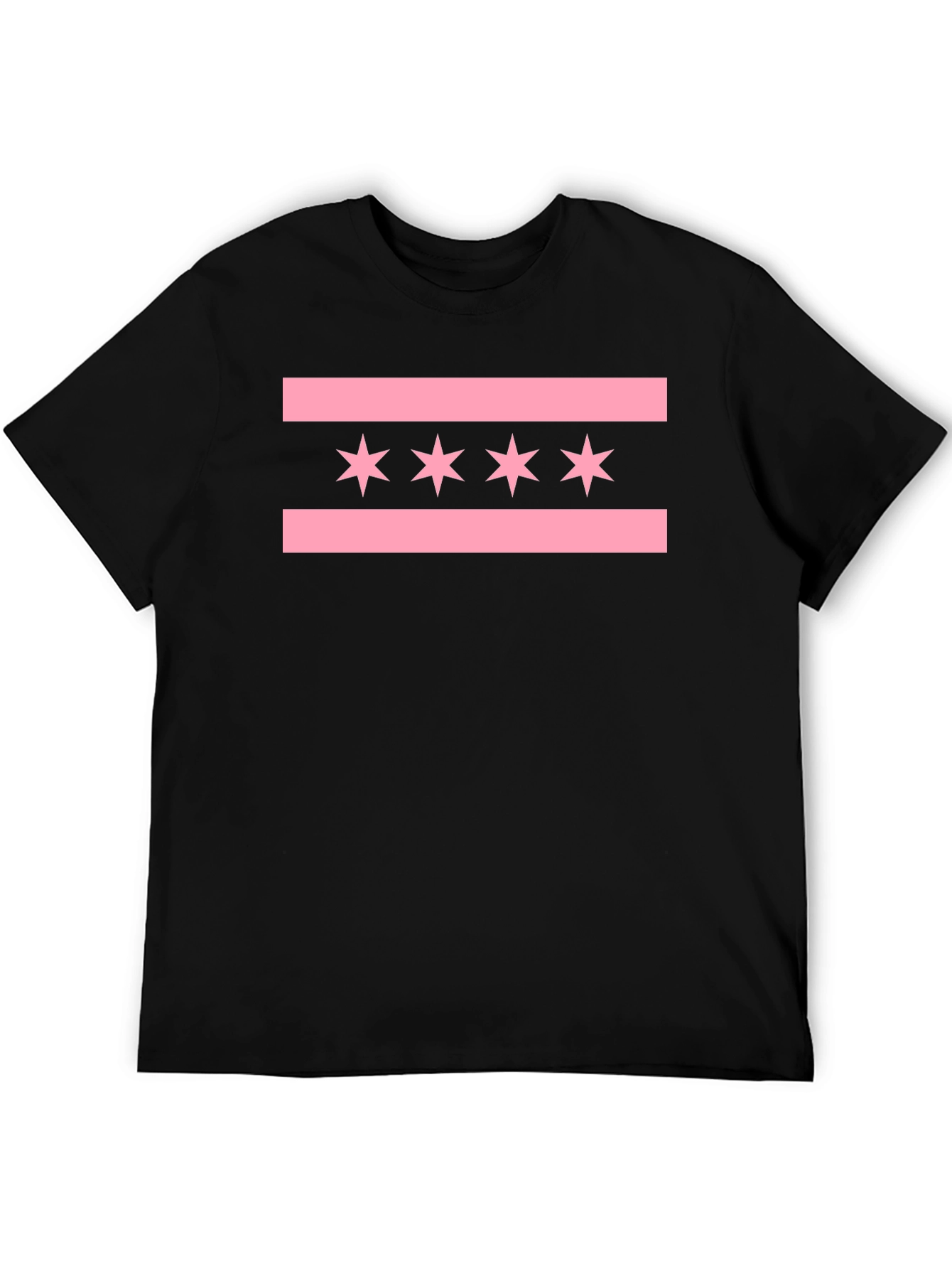 Chicago Flag Inspired Graphic Tee - Black