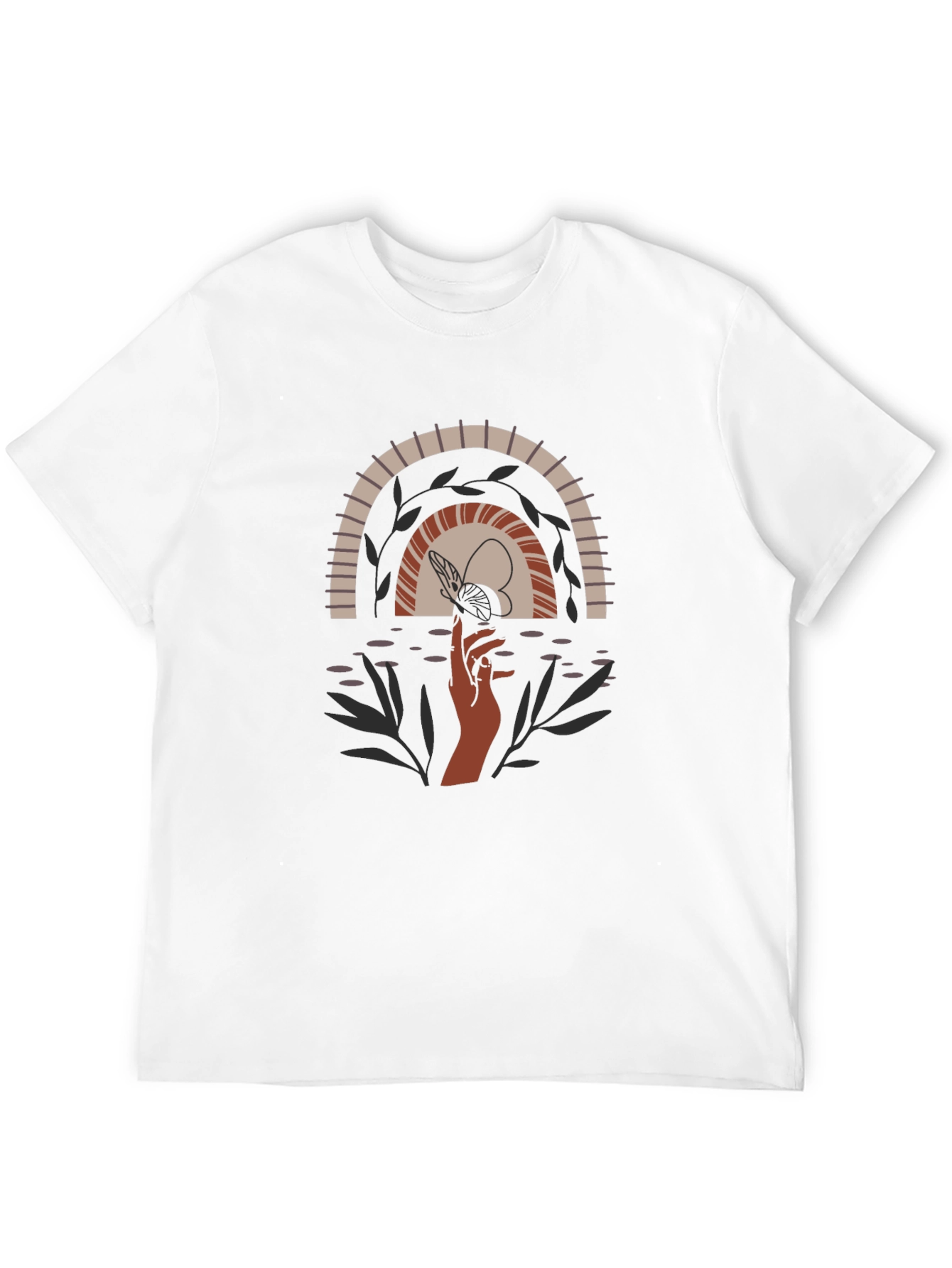 Boho Rainbow Hand Graphic Tee - Black