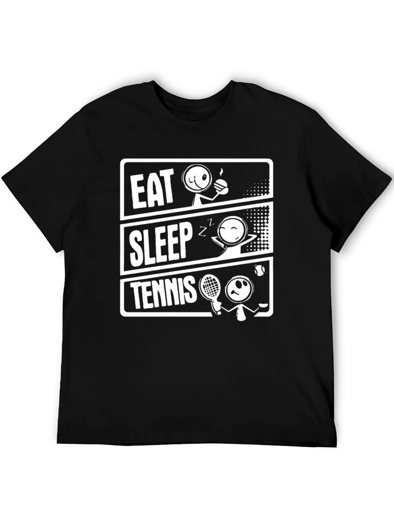 Eat Sleep Tennis Black Graphic T-Shirt