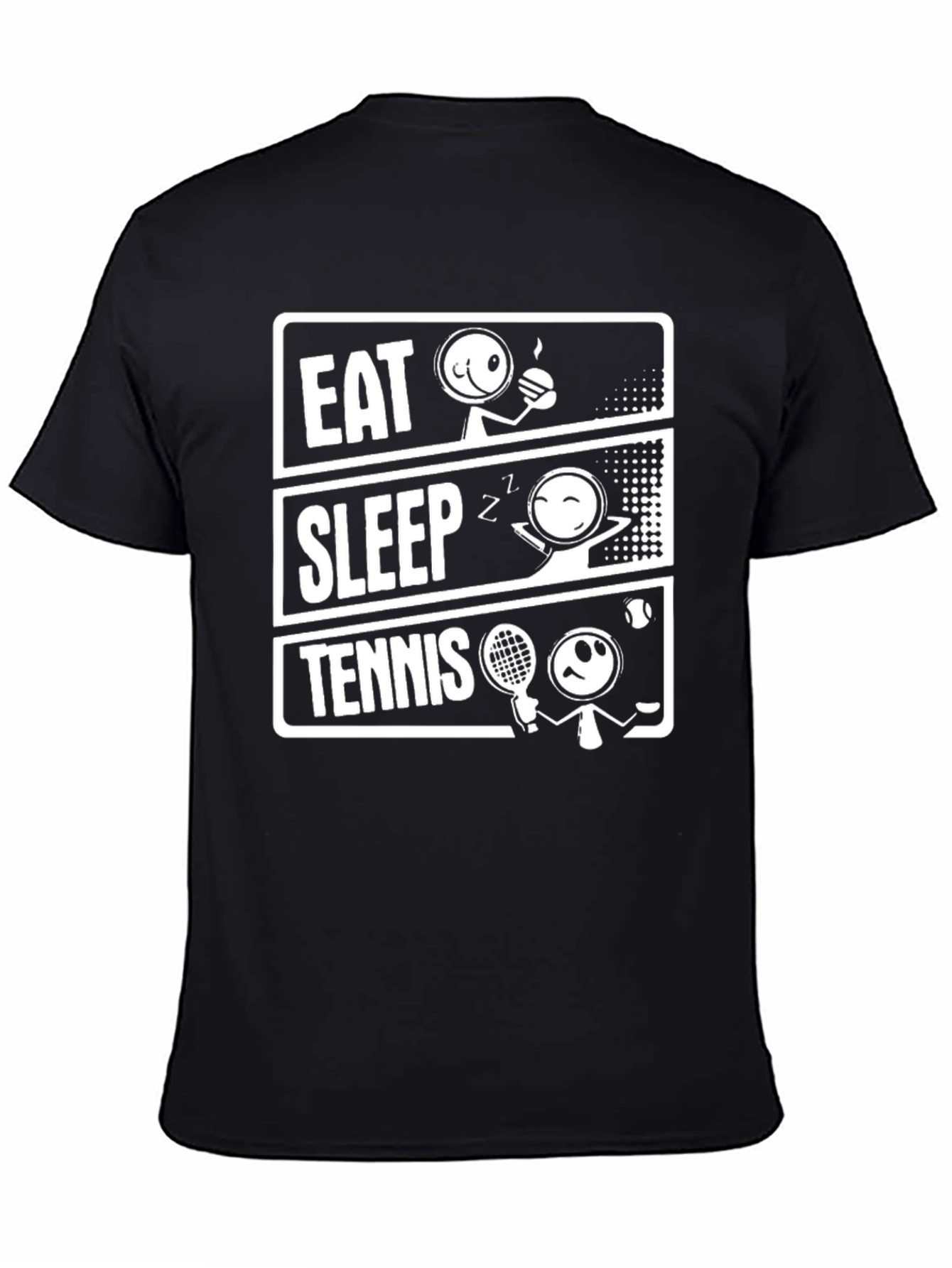 Eat Sleep Tennis Black Graphic T-Shirt
