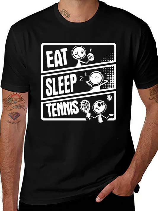 Eat Sleep Tennis Black Graphic T-Shirt