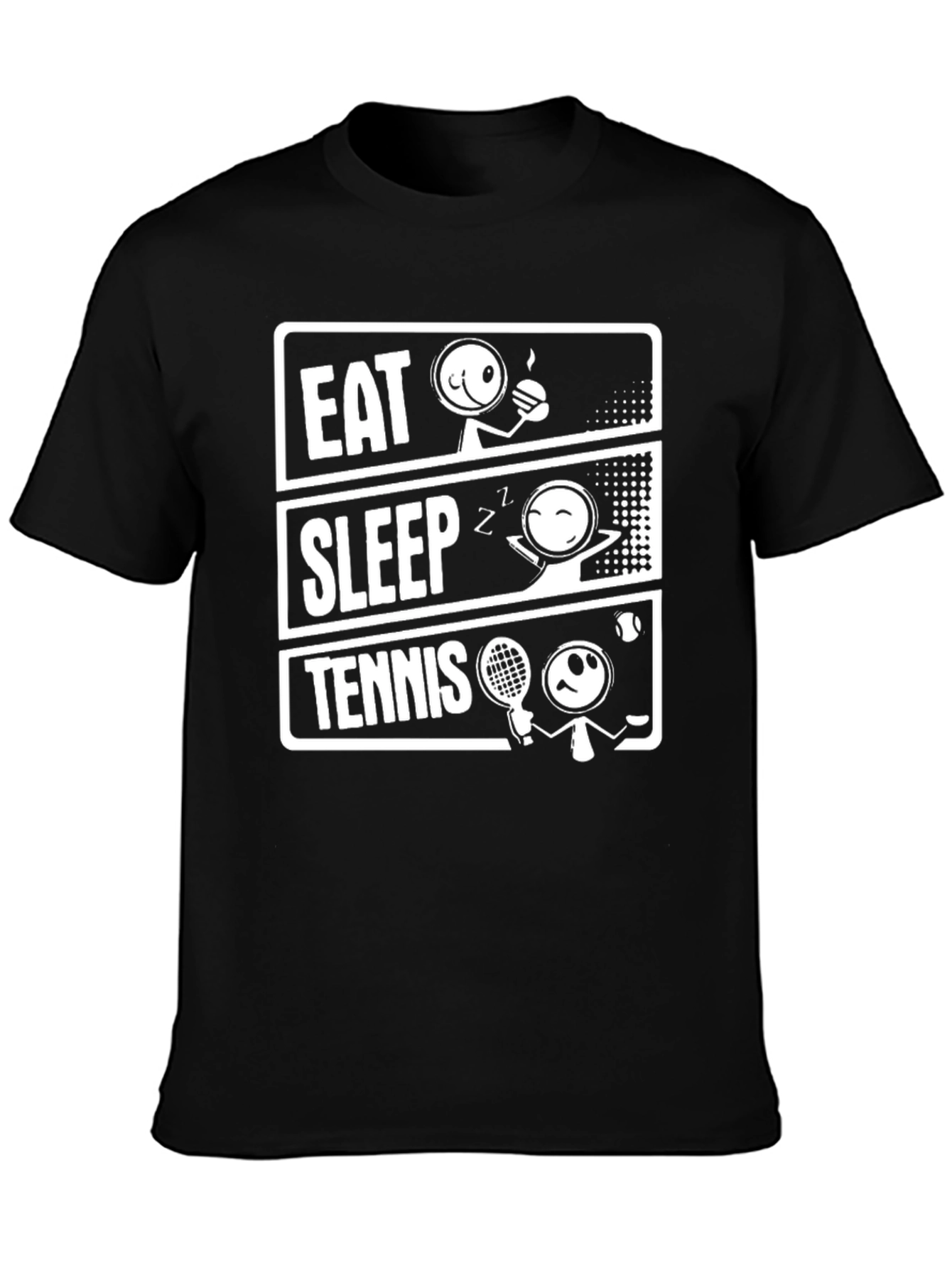 Eat Sleep Tennis Black Graphic T-Shirt