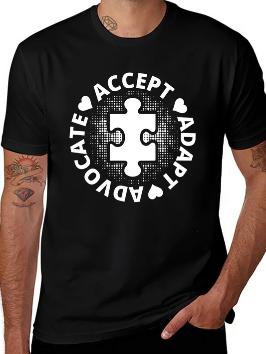 Autism Awareness T-Shirt Accept Adapt Advocate Puzzle