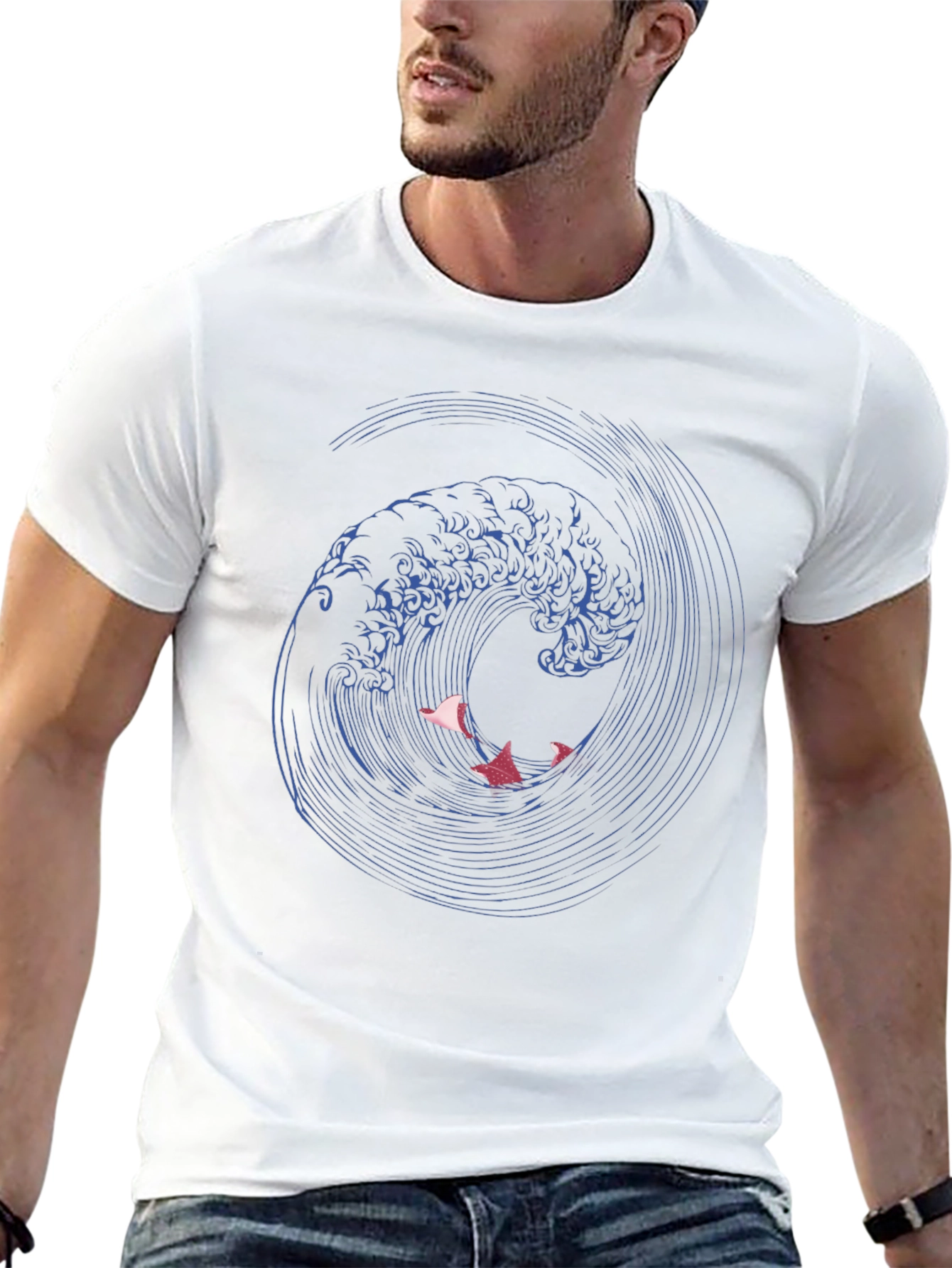 Ocean Wave Graphic Tee - Stylish Mens Black T-Shirt
