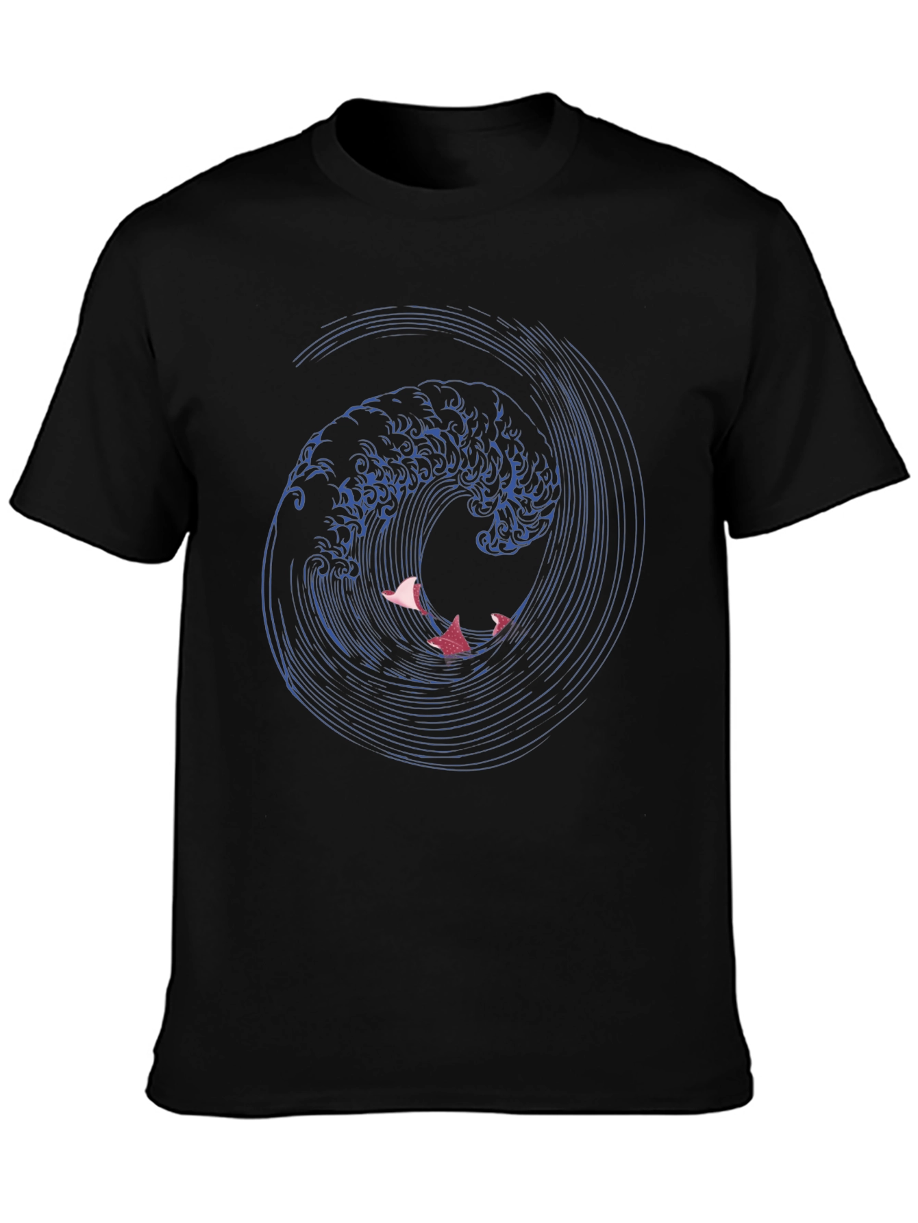 Ocean Wave Graphic Tee - Stylish Mens Black T-Shirt