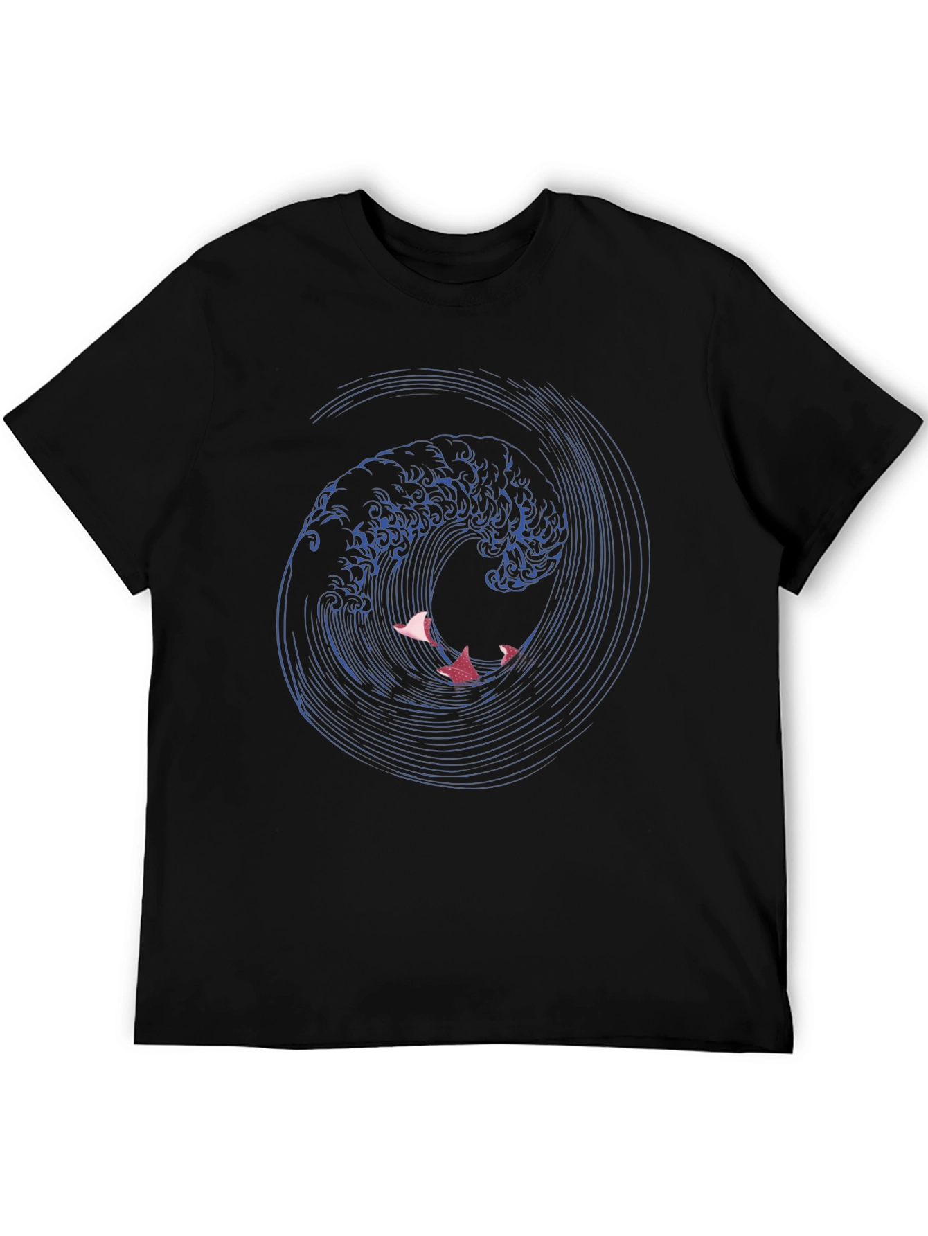 Ocean Wave Graphic Tee - Stylish Mens Black T-Shirt