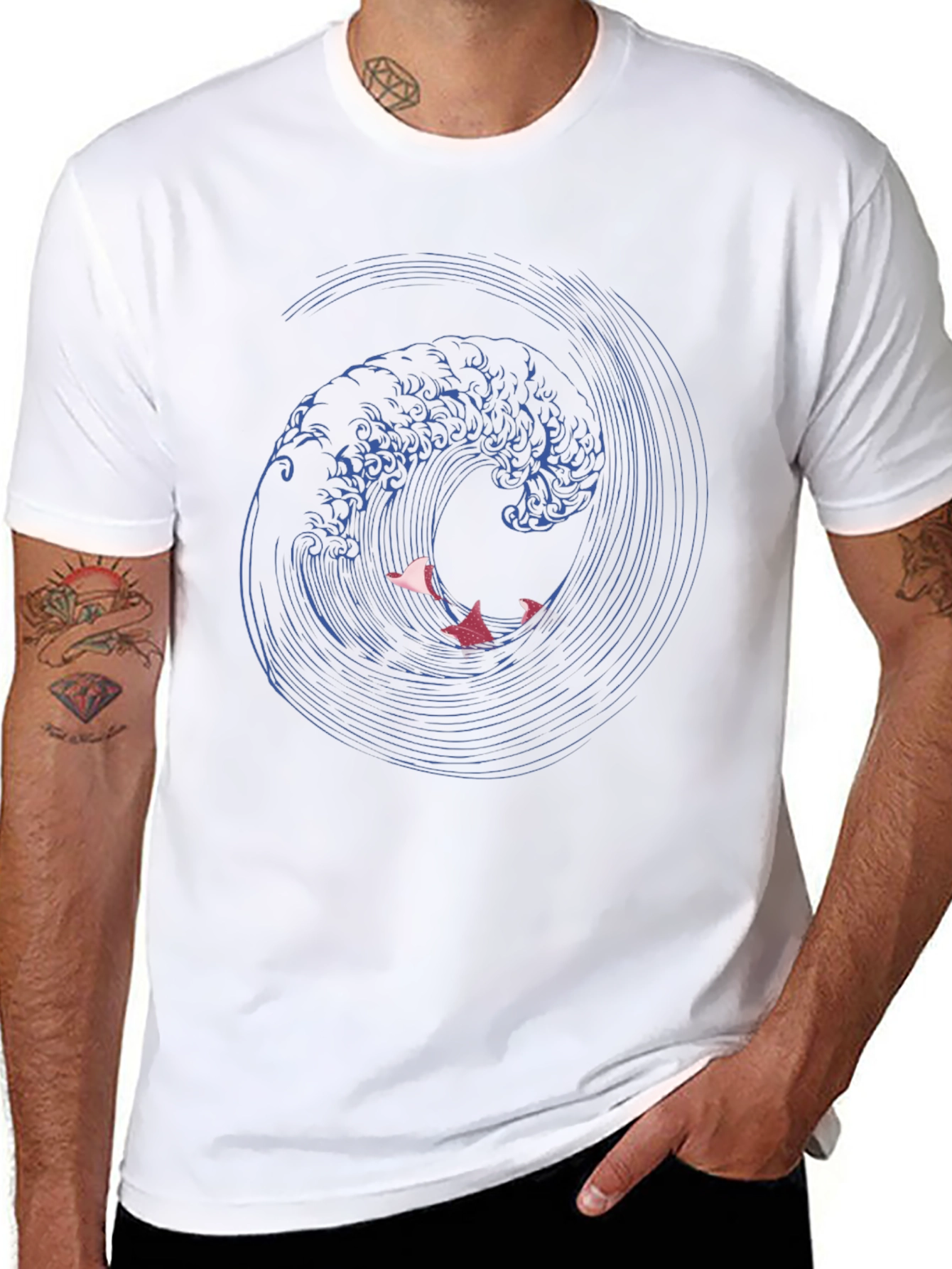 Ocean Wave Graphic Tee - Stylish Mens Black T-Shirt