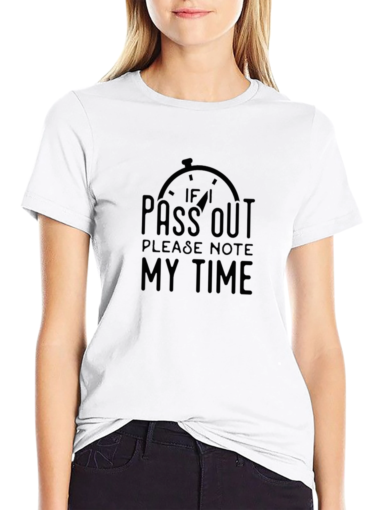 Humorous Pass Out Graphic Tee - Black