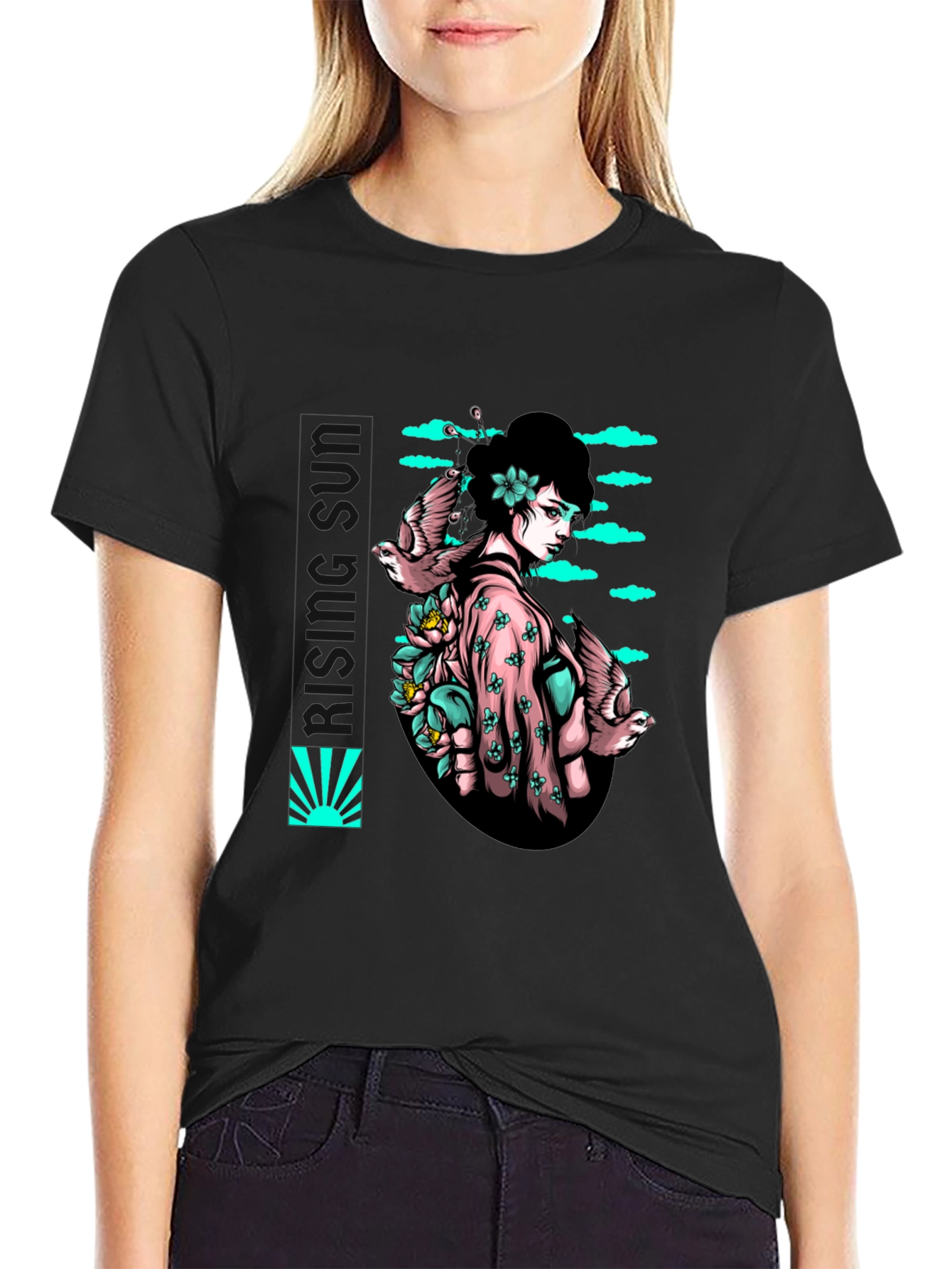 Geisha Bird T-Shirt - Unique Graphic Tee