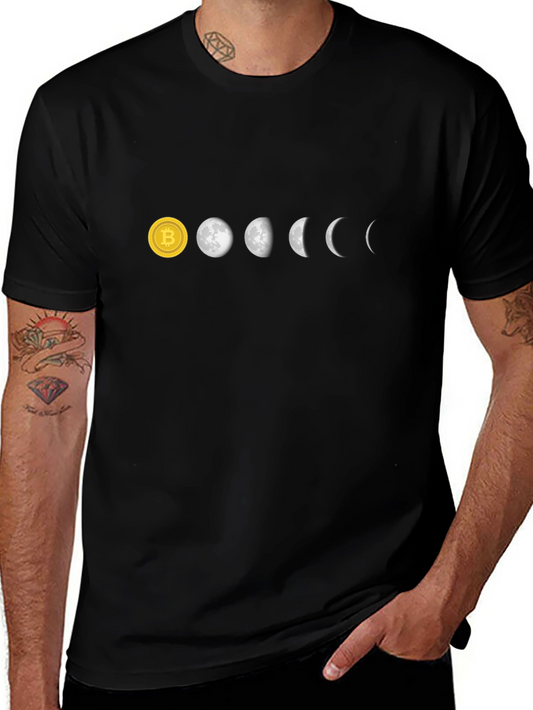 Bitcoin to Moon Phases Black T-Shirt