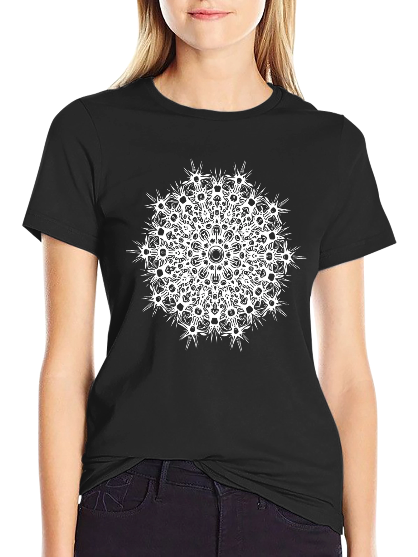 Black Tee with Mandala Design