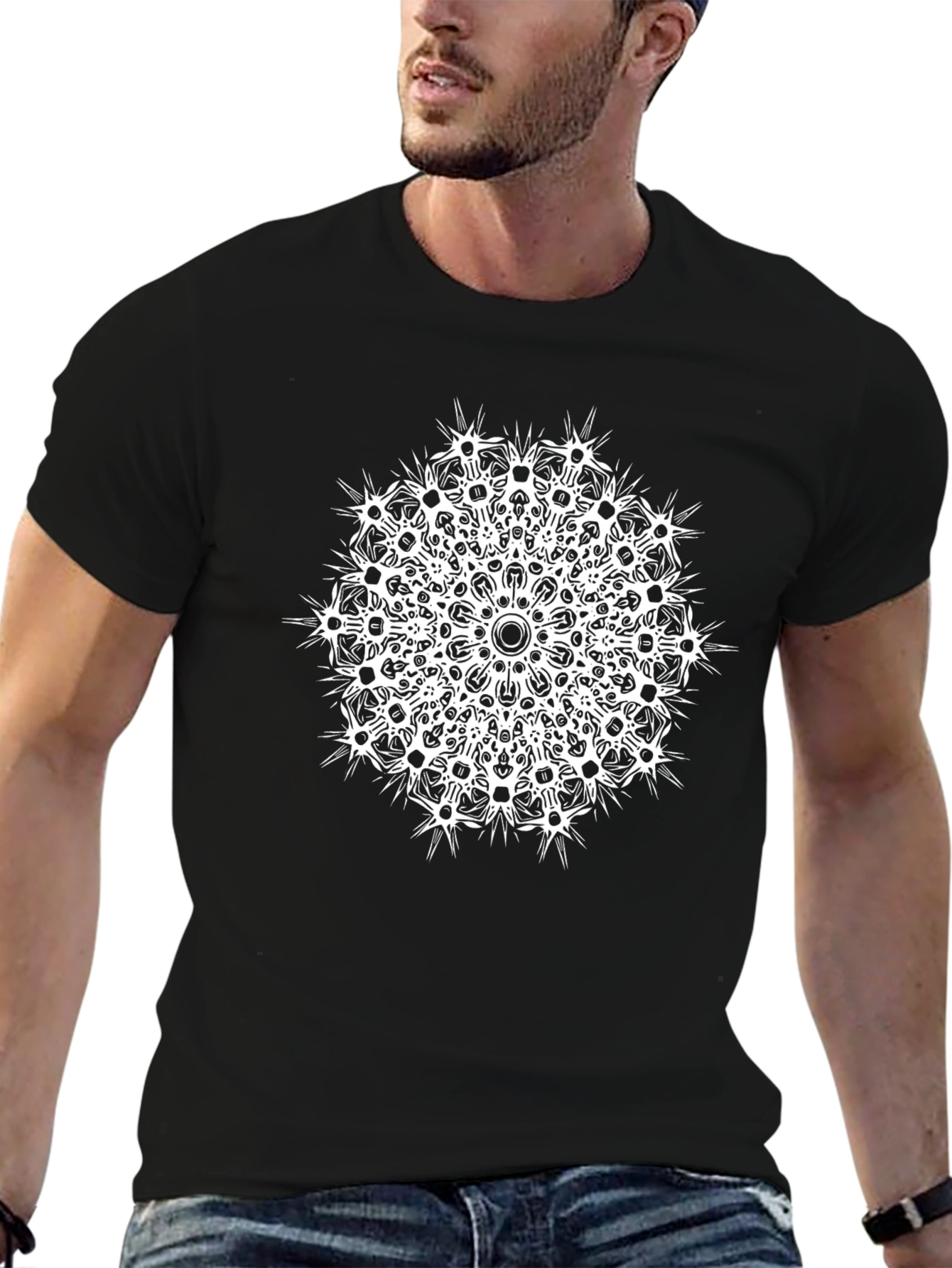 Black Tee with Mandala Design