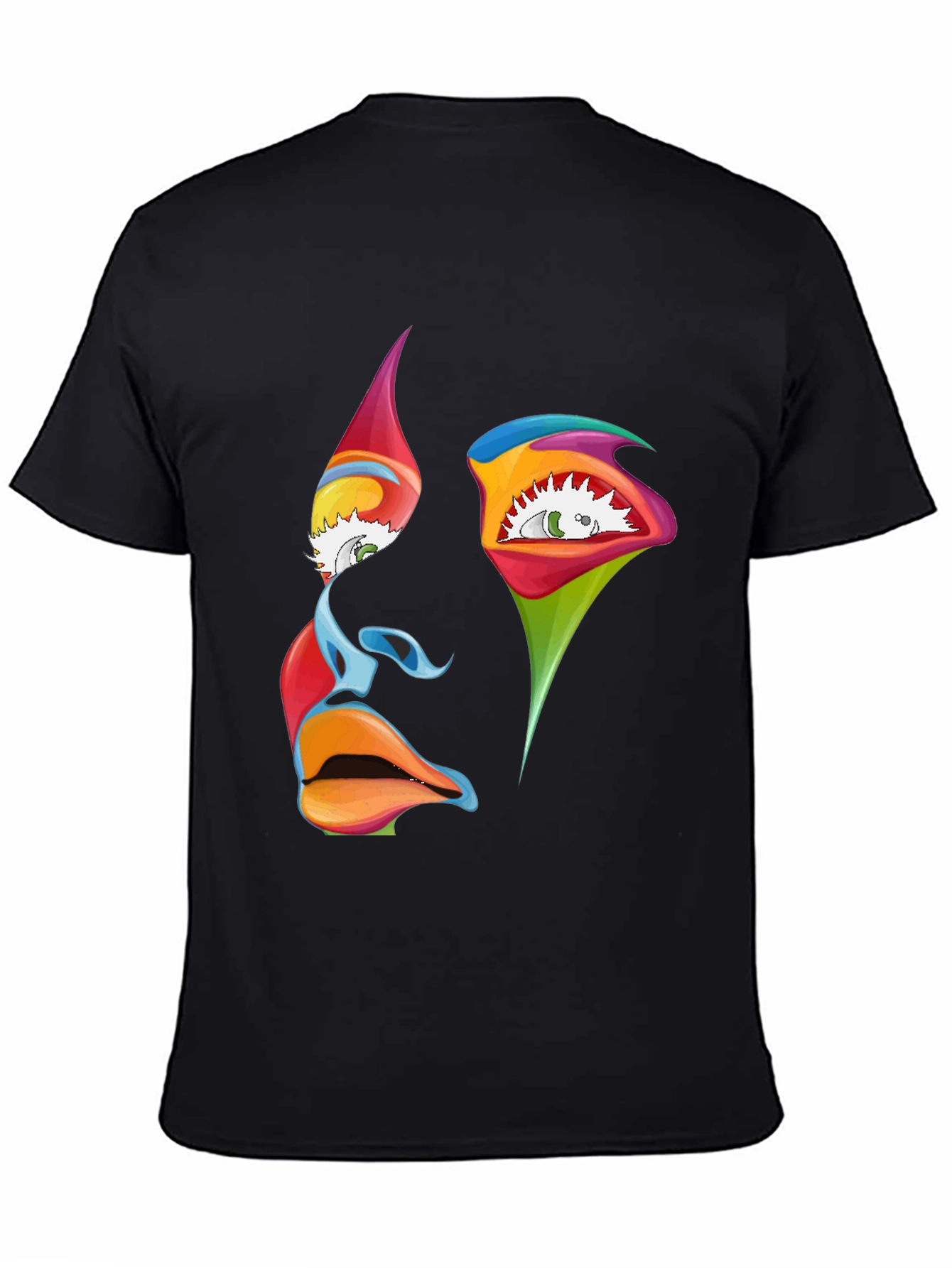 Abstract Face Graphic Black T-Shirt