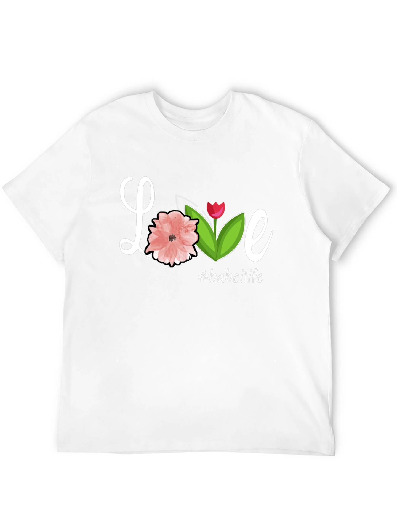 Love Floral Graphic Tee #babcilife Black Casual T-Shirt
