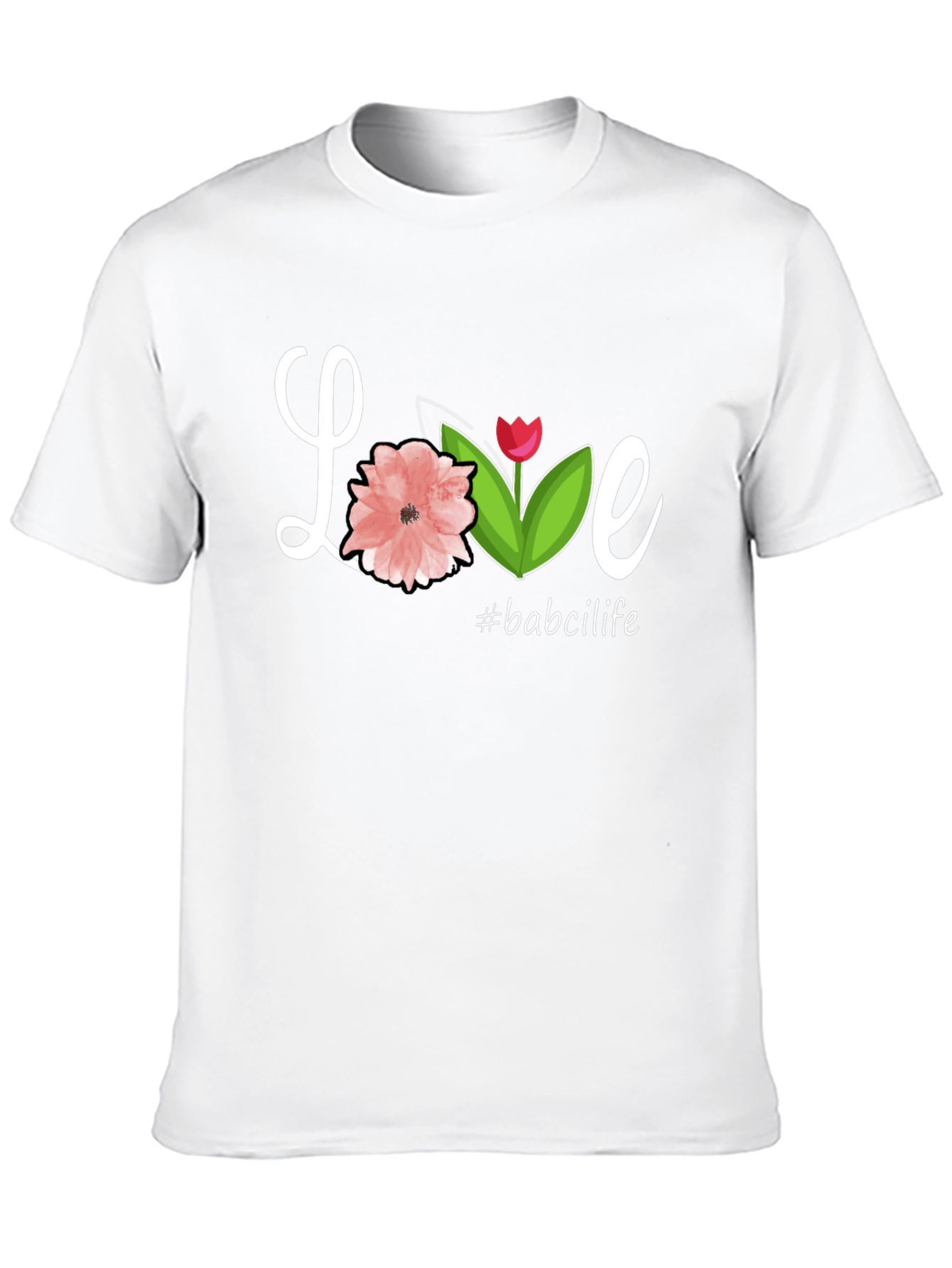 Love Floral Graphic Tee #babcilife Black Casual T-Shirt
