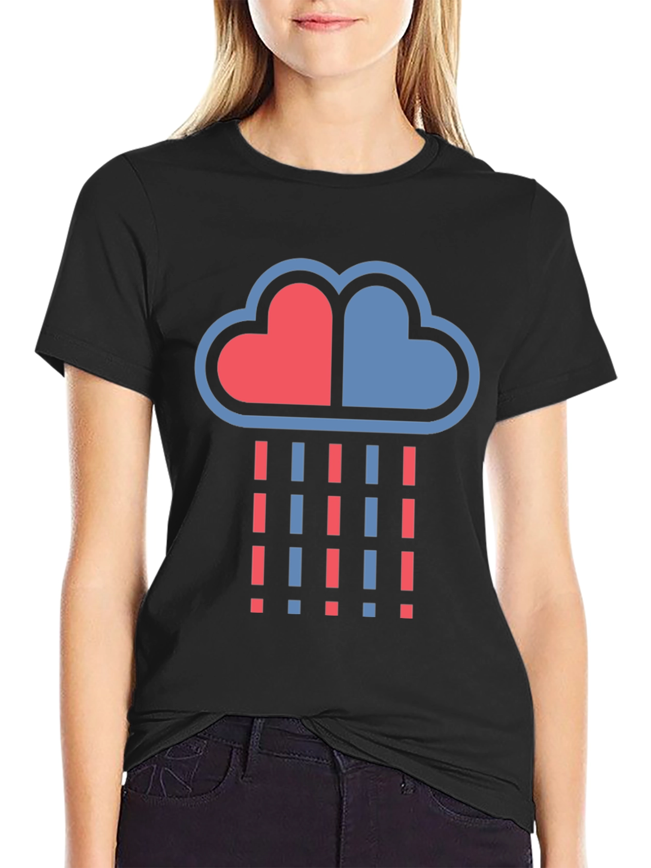 Heart Cloud Rain Graphic T-Shirt - Modern Design