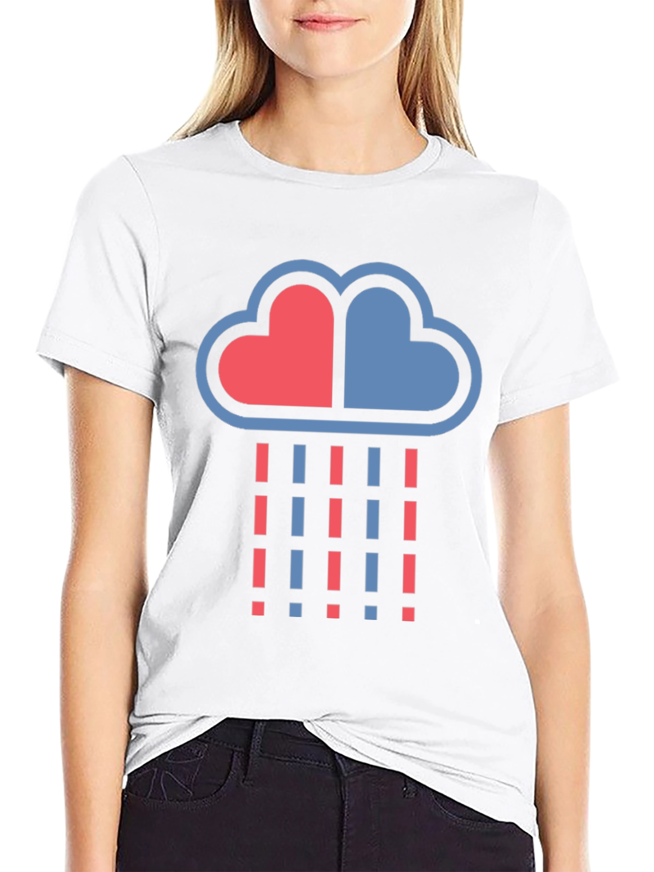Heart Cloud Rain Graphic T-Shirt - Modern Design