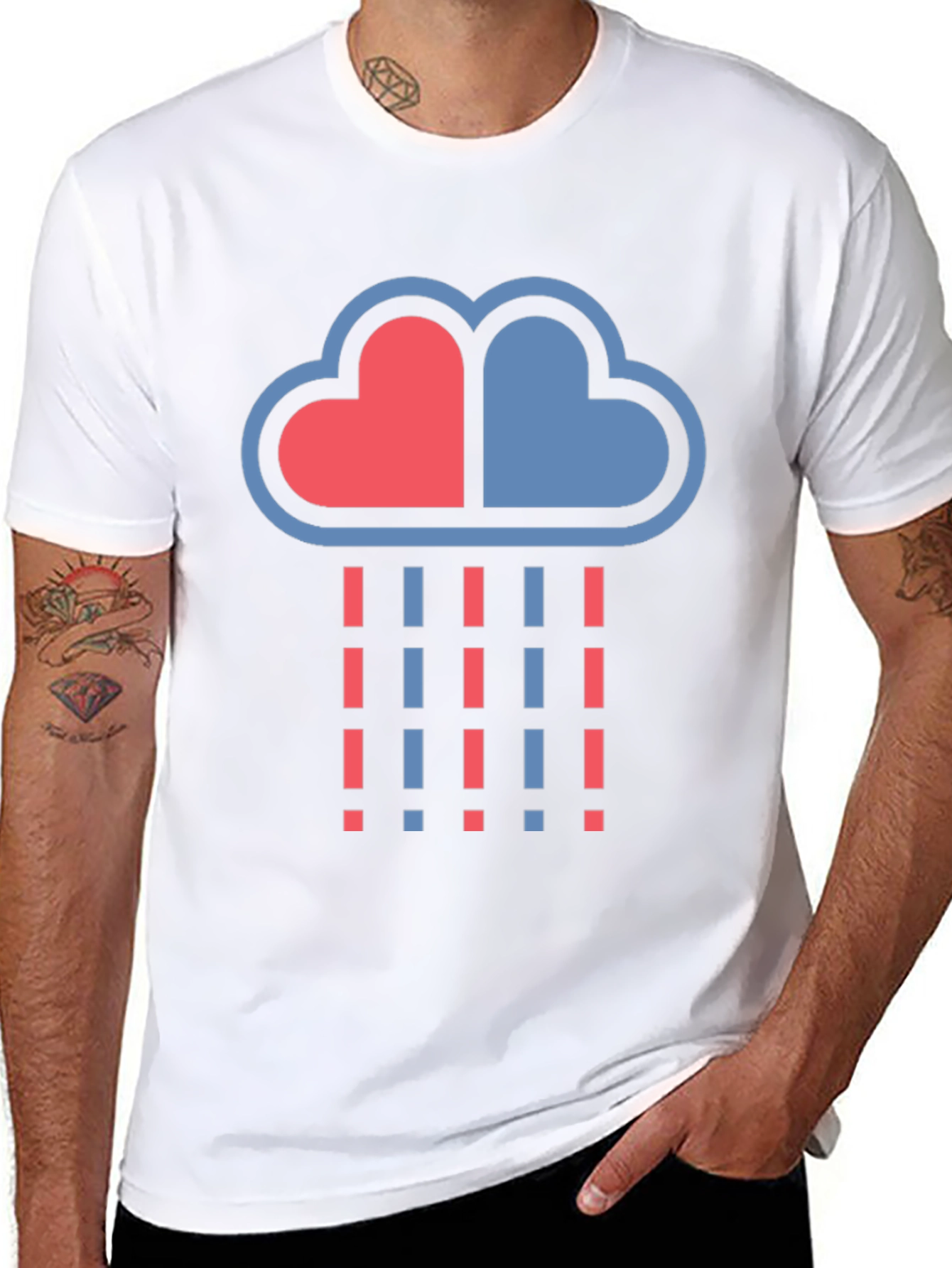 Heart Cloud Rain Graphic T-Shirt - Modern Design