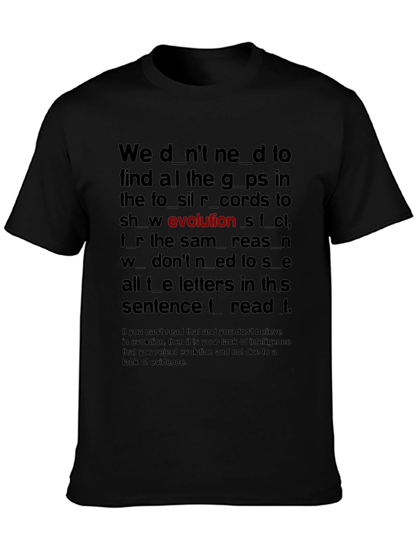 Evolution T-Shirt: Missing Letters