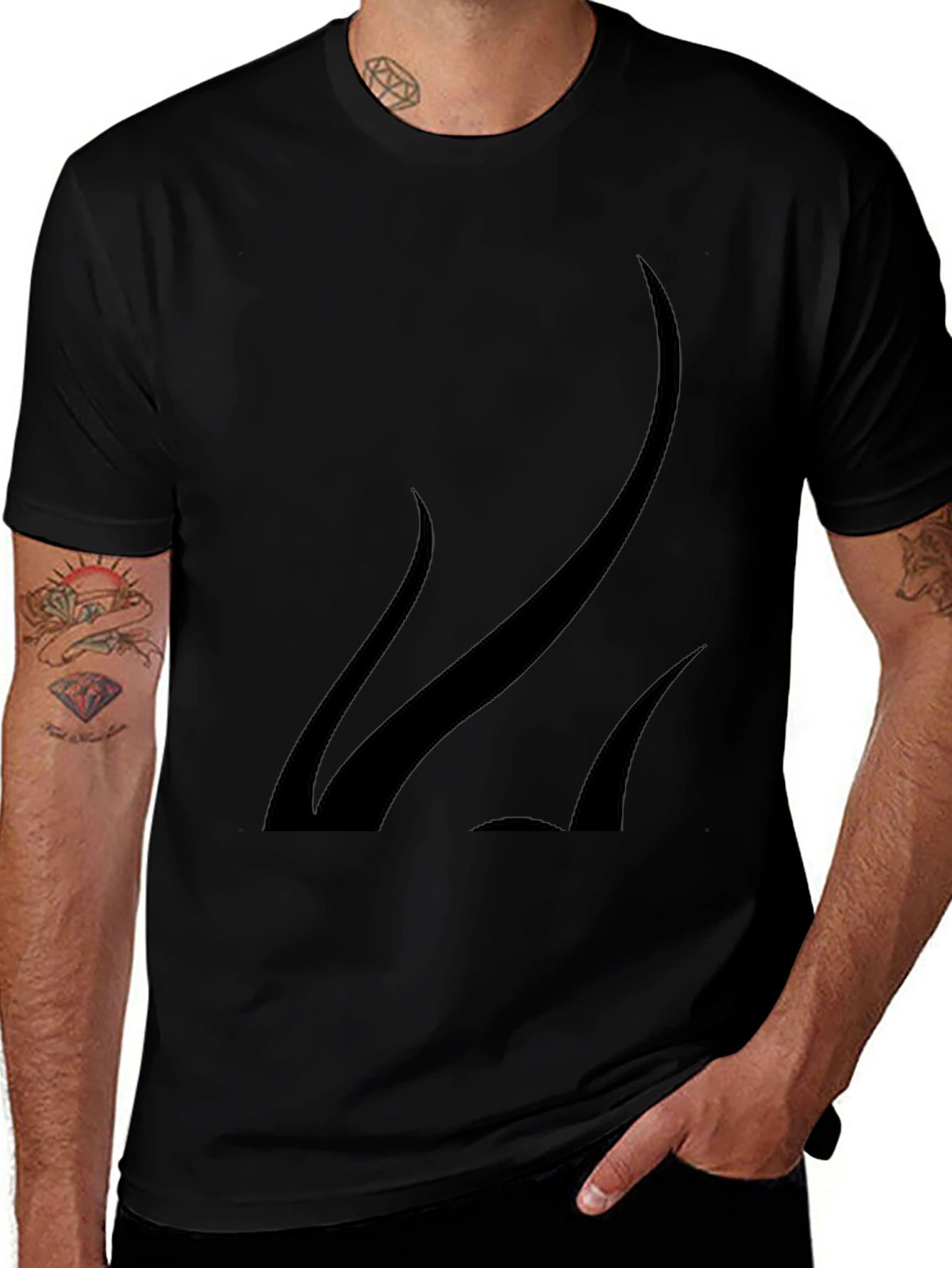 Mens Black Graphic Tee - Modern Abstract Design