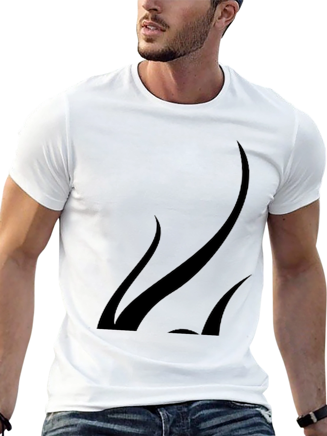 Mens Black Graphic Tee - Modern Abstract Design