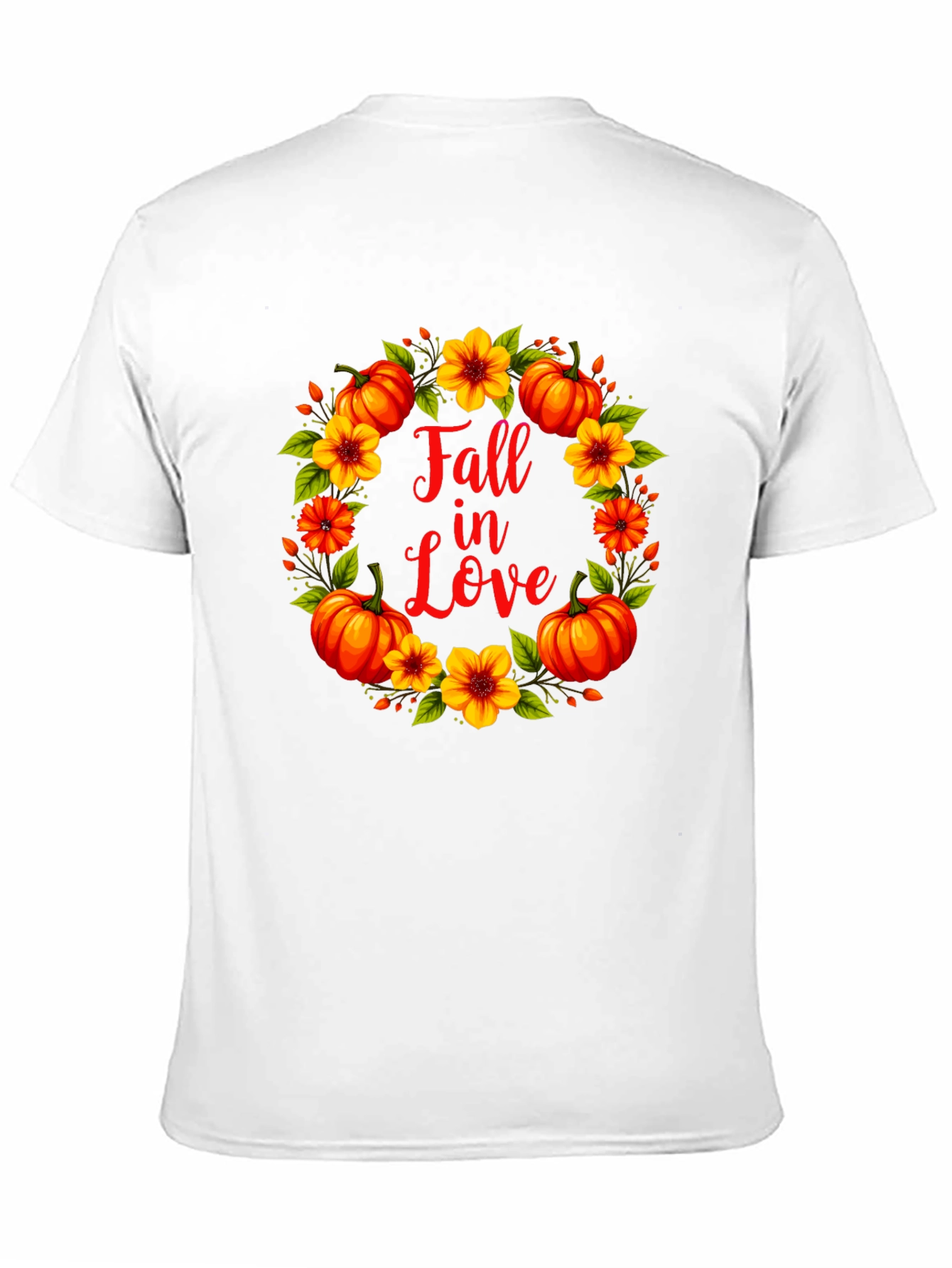 Fall In Love Pumpkin Floral Wreath Graphic Tee
