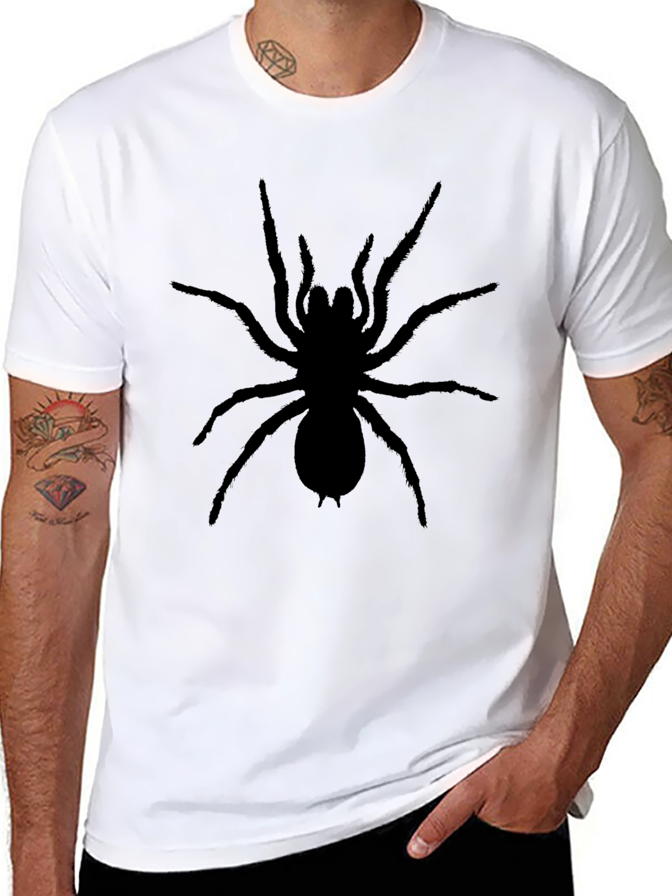 Mens Black Spider Graphic Tee - Creepy Cool!