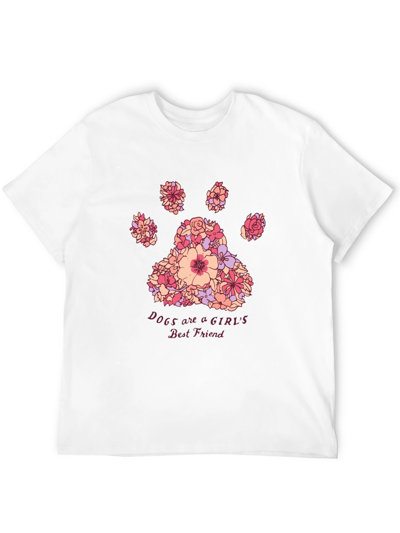 Floral Paw Print Womens Best Friend T-Shirt