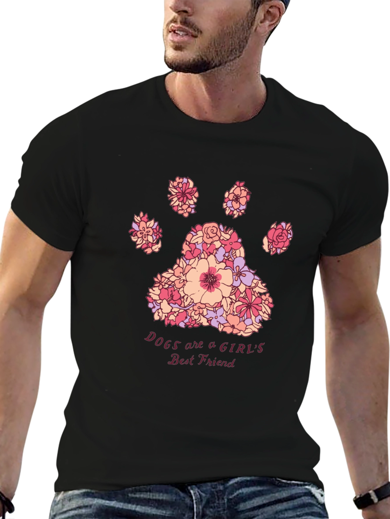Floral Paw Print Womens Best Friend T-Shirt