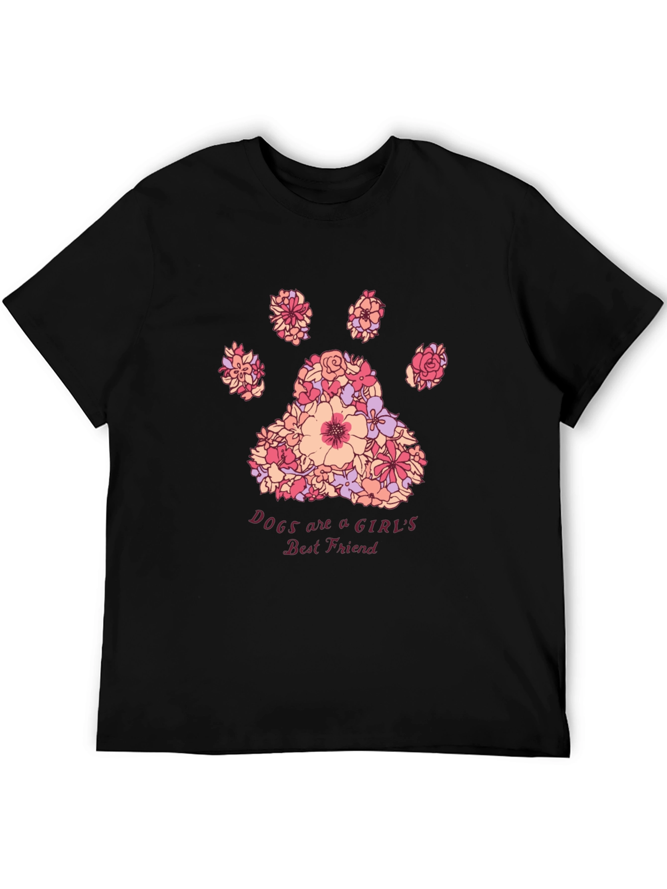Floral Paw Print Womens Best Friend T-Shirt