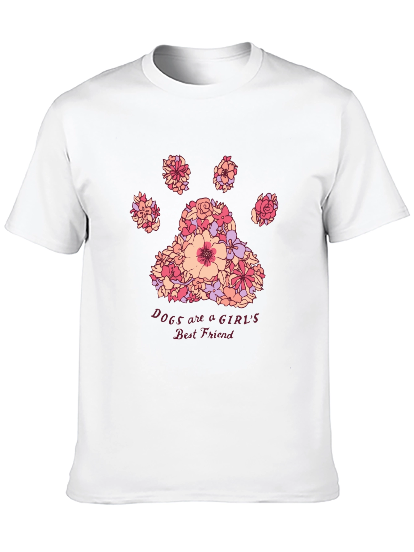 Floral Paw Print Womens Best Friend T-Shirt