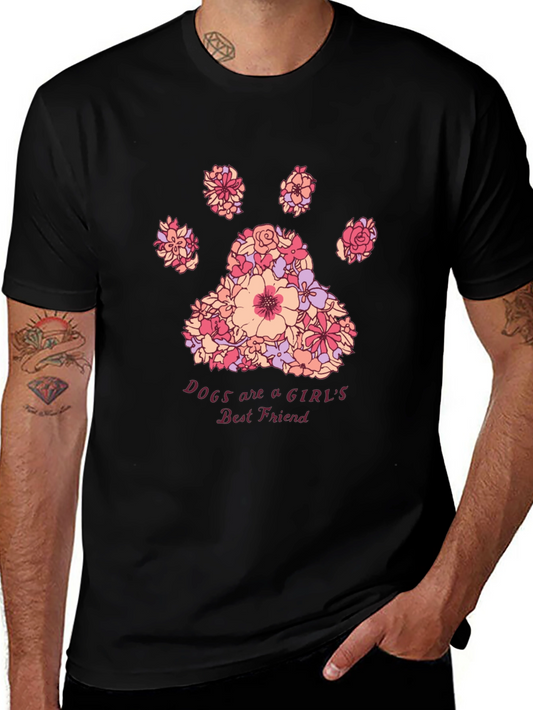Floral Paw Print Womens Best Friend T-Shirt