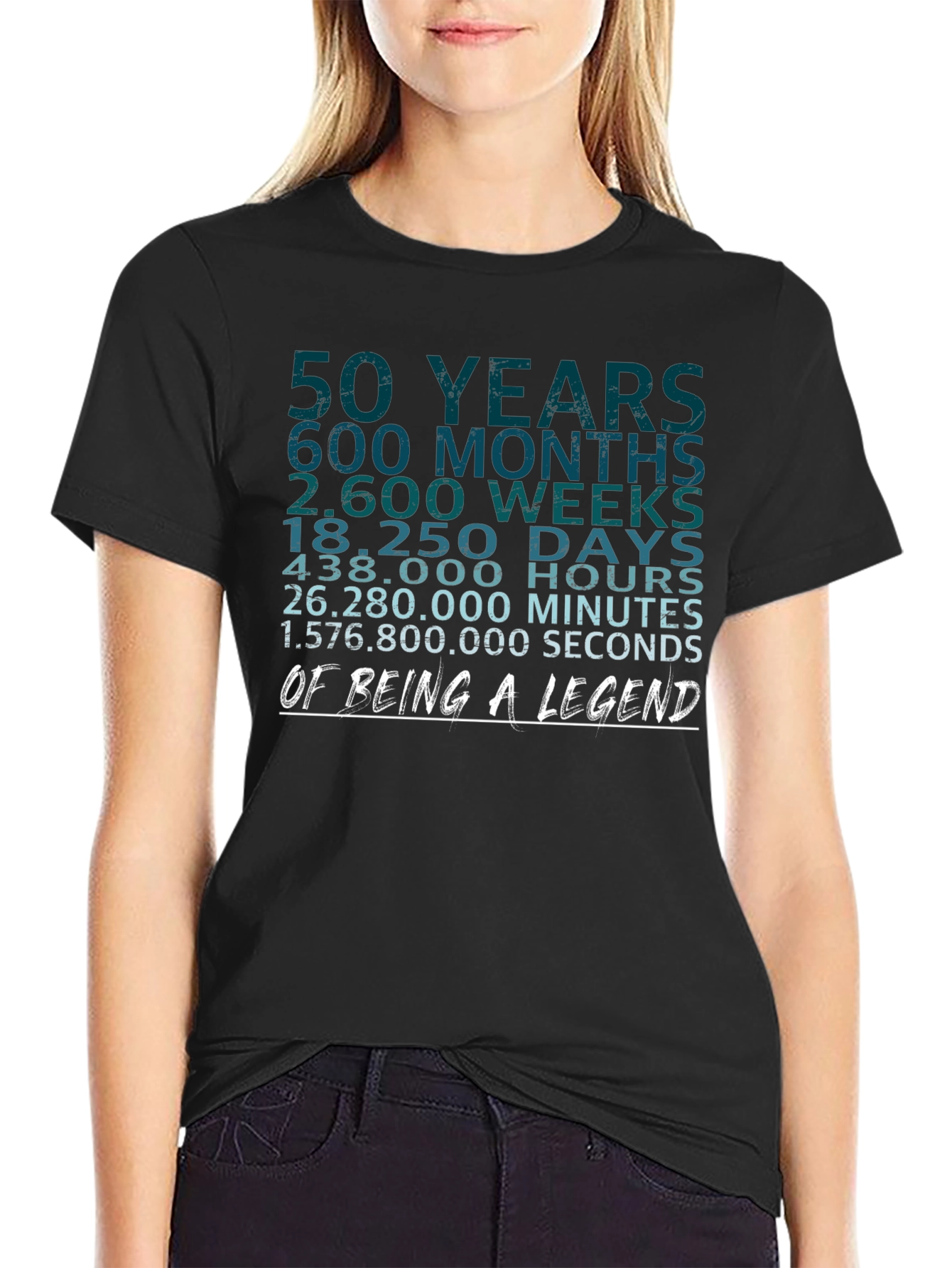 50 Years of Being A Legend Black Graphic Tee