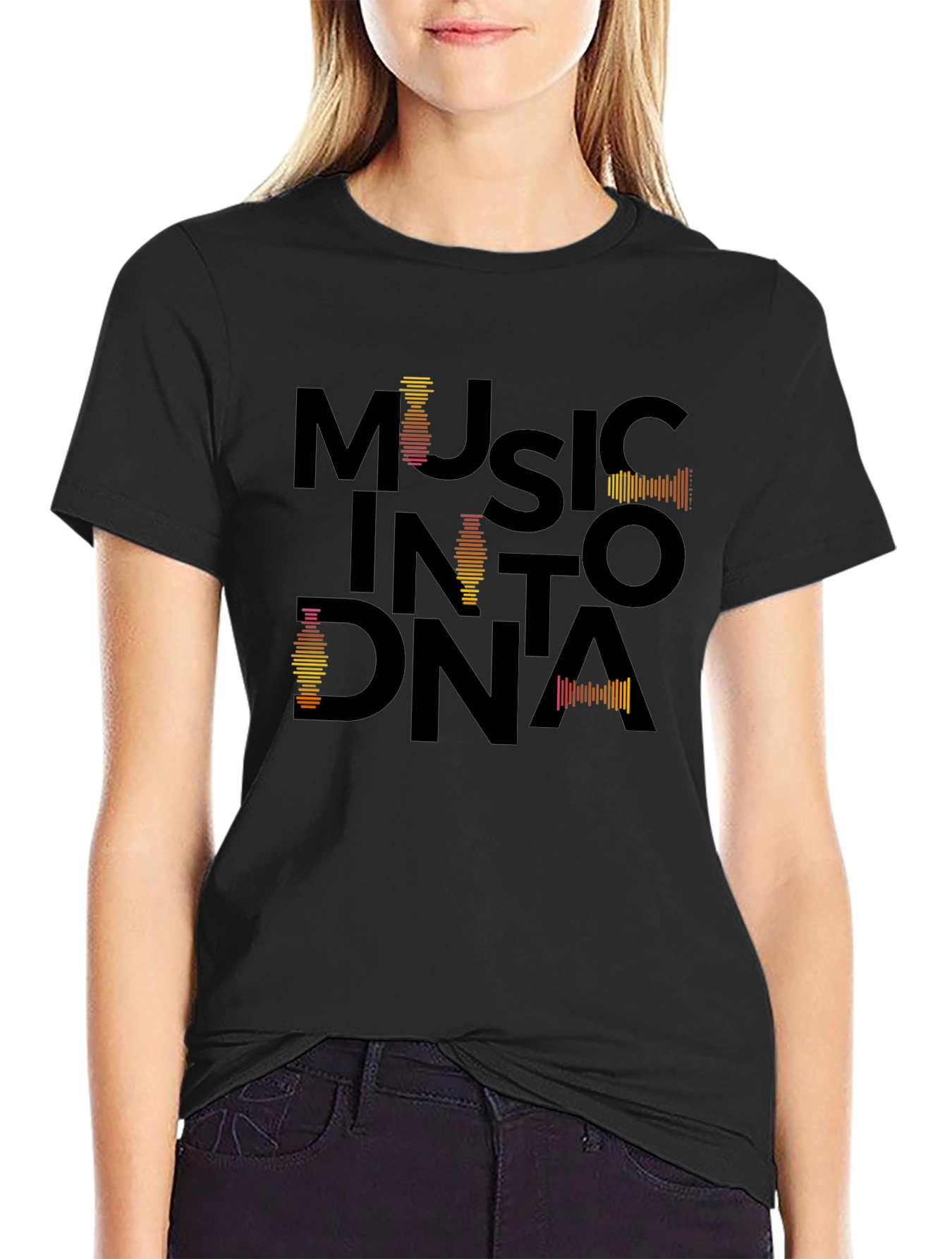 Music Into DNA Black Graphic Tee