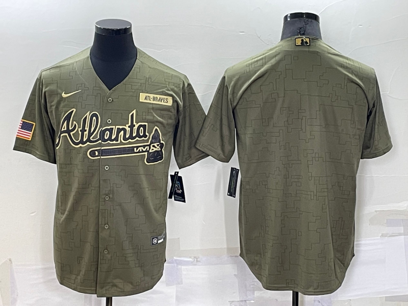 Men's Atlanta Braves Olive Salute To Service Limited Blank Jerseys