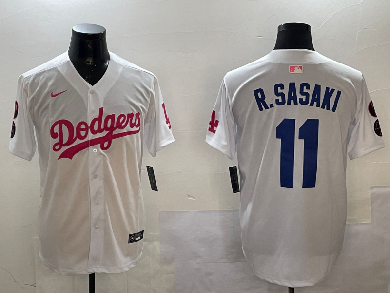 Men's Los Angeles Dodgers Roki Sasaki #11 White Player Game Jerseys