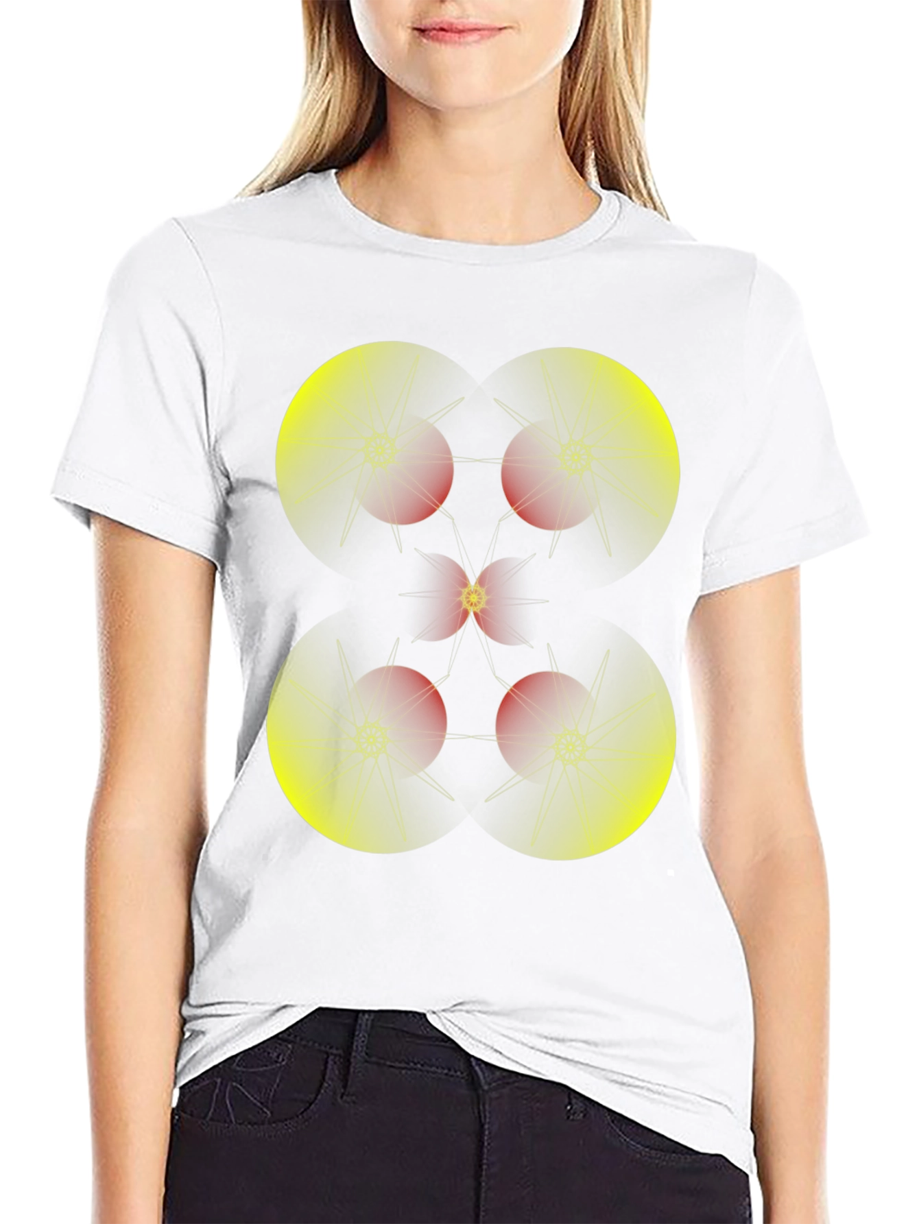 Geometric Starburst Graphic Tee - Black