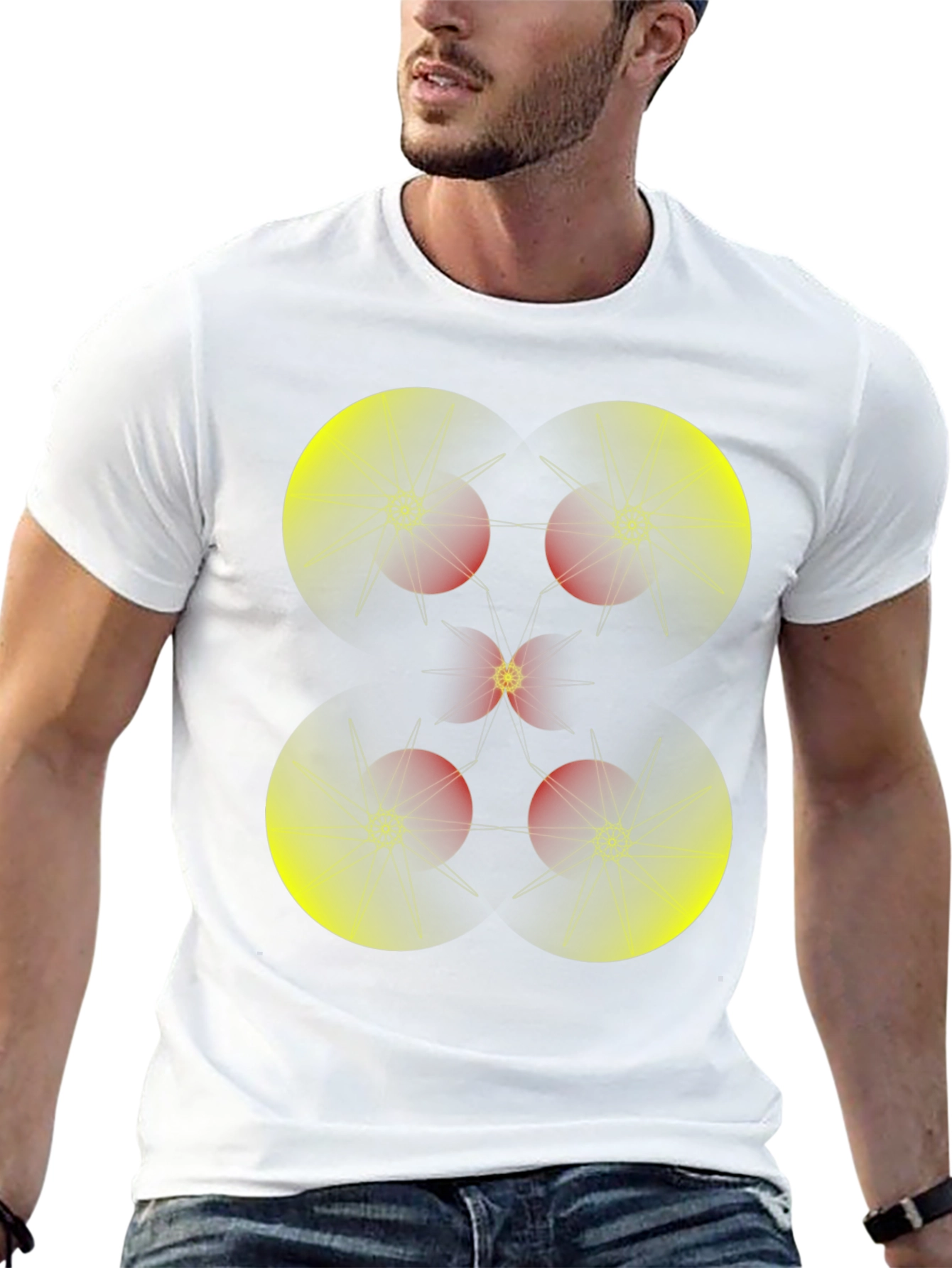Geometric Starburst Graphic Tee - Black