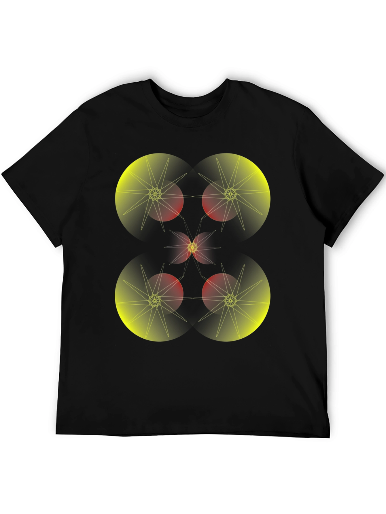 Geometric Starburst Graphic Tee - Black