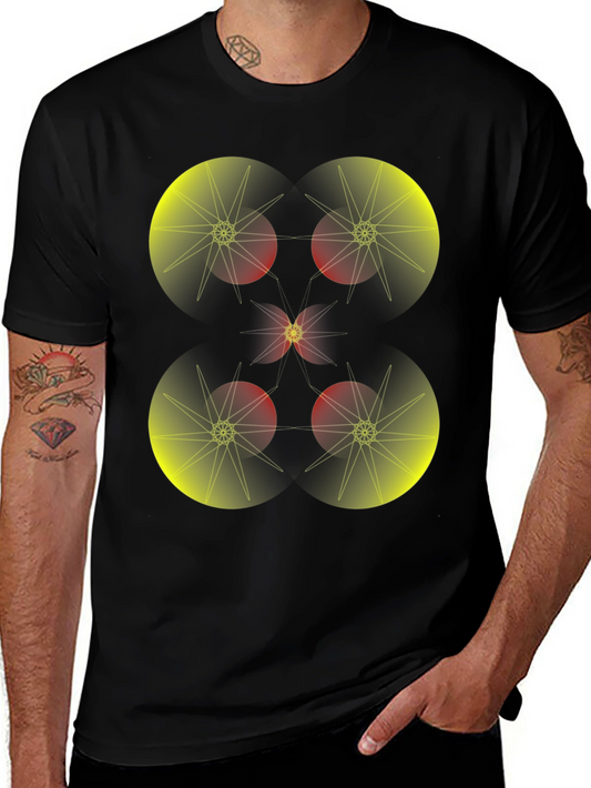 Geometric Starburst Graphic Tee - Black