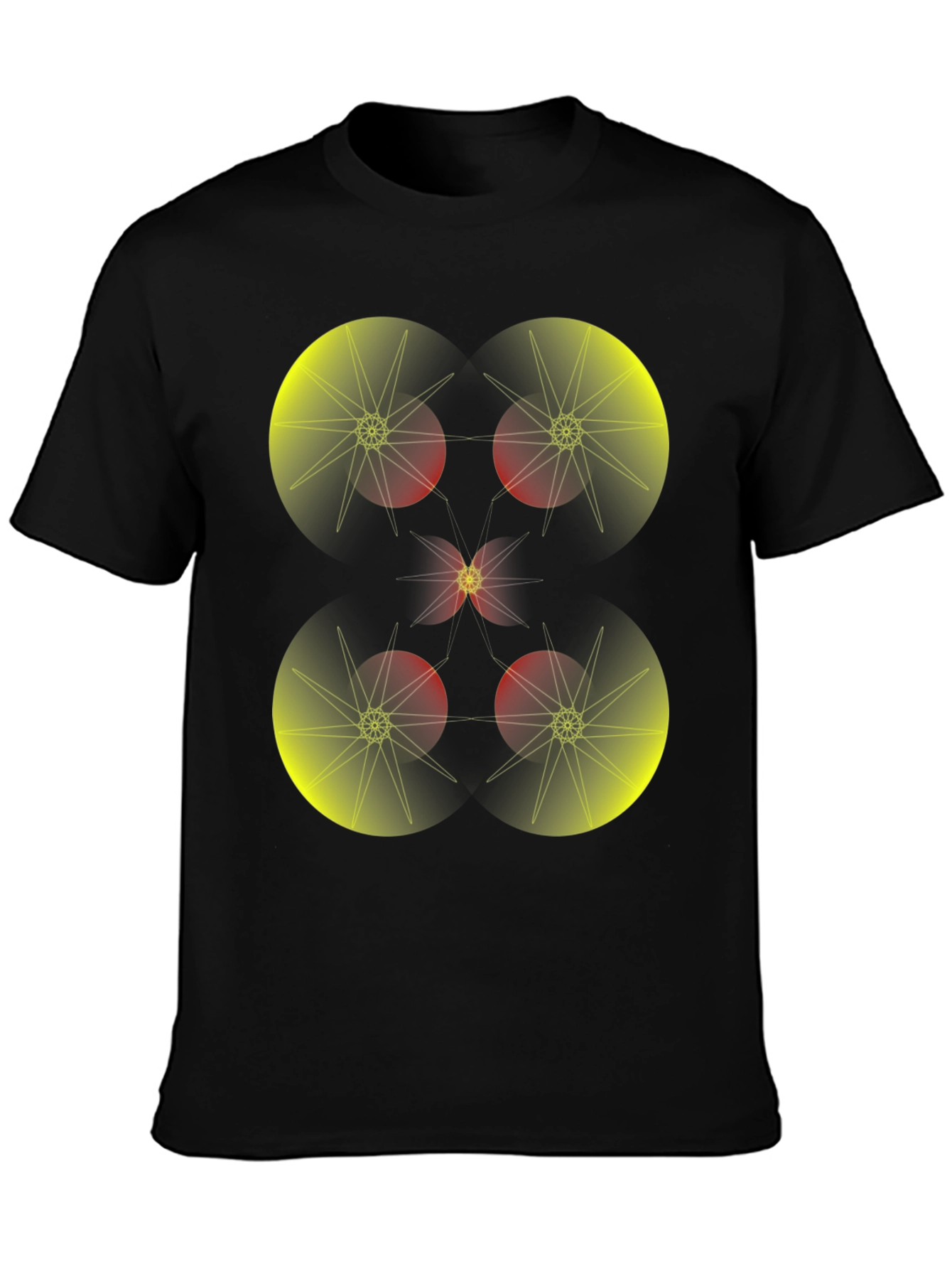 Geometric Starburst Graphic Tee - Black