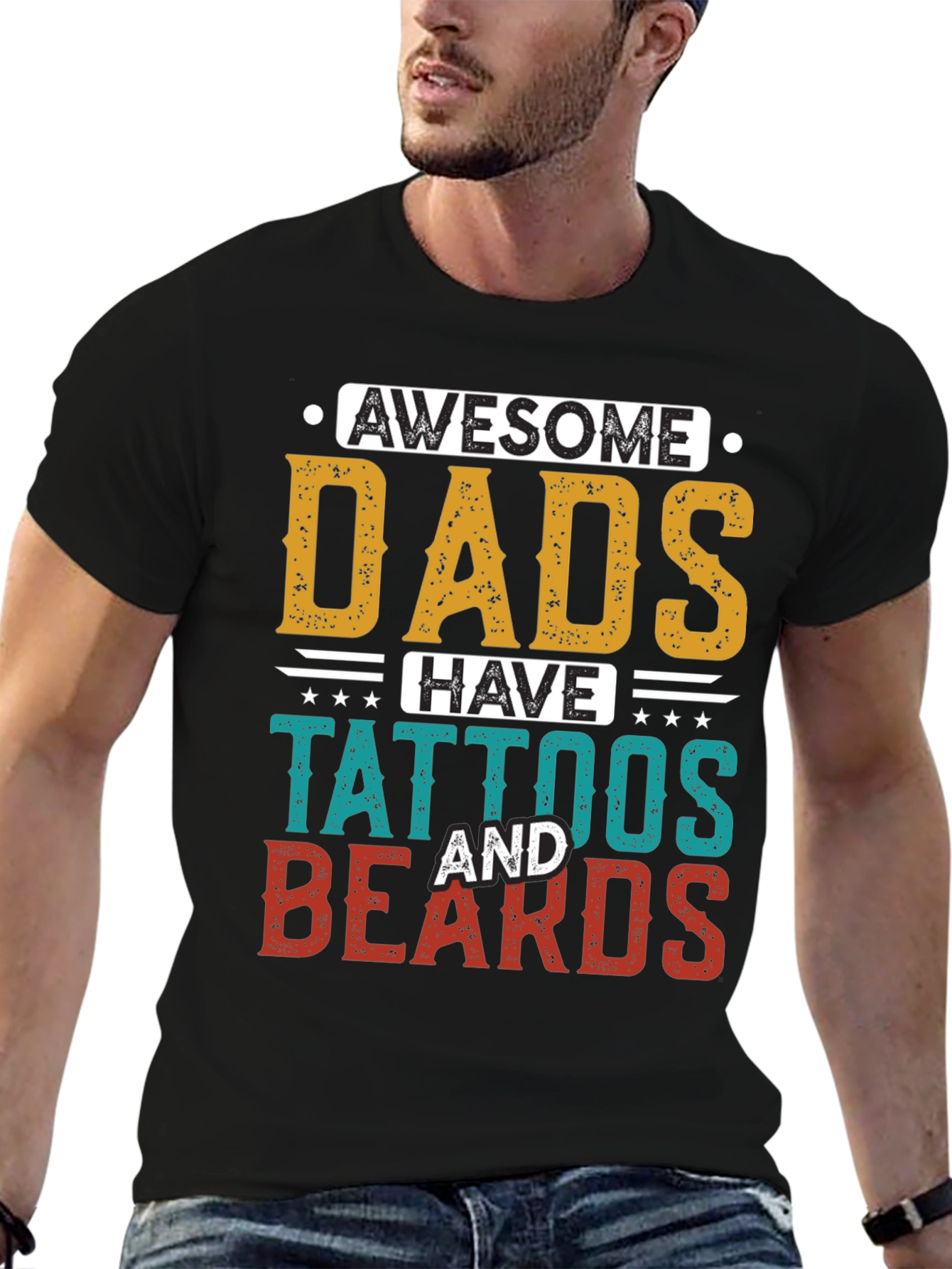 Awesome Dads Tattoos & Beards Graphic Tee